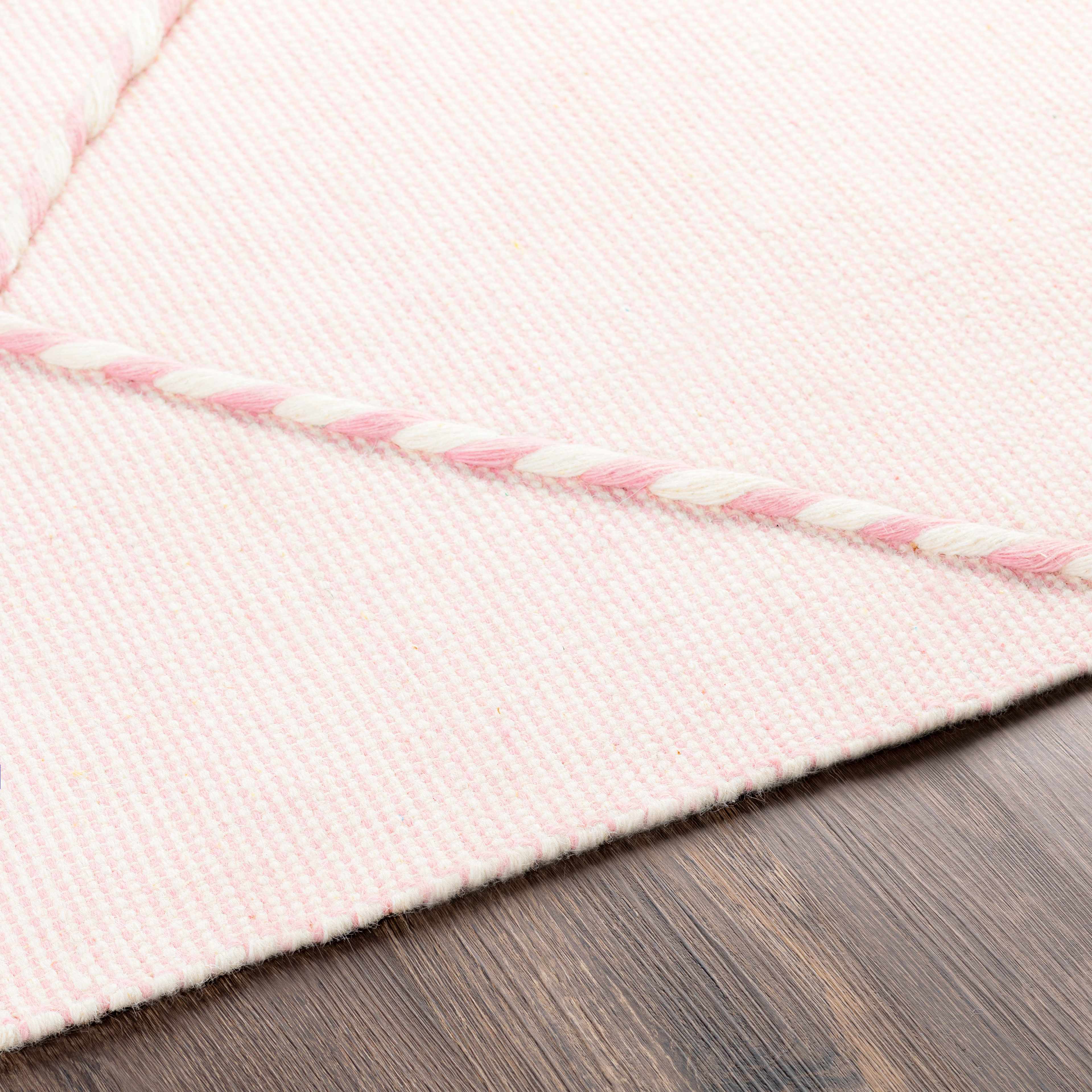 Lupton Pink Trellis Wool Rug with tassels - Clearance - Image 5