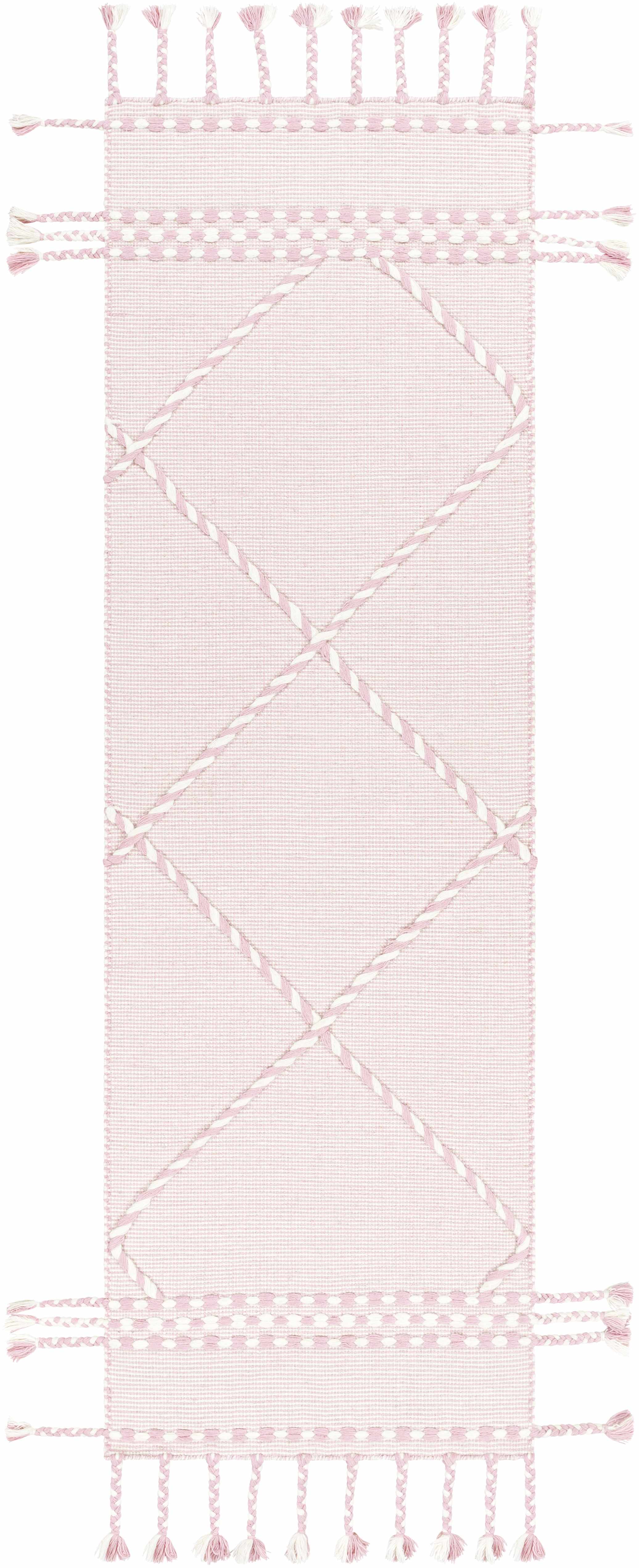 Lupton Pink Trellis Wool Rug with tassels - Clearance - Image 9