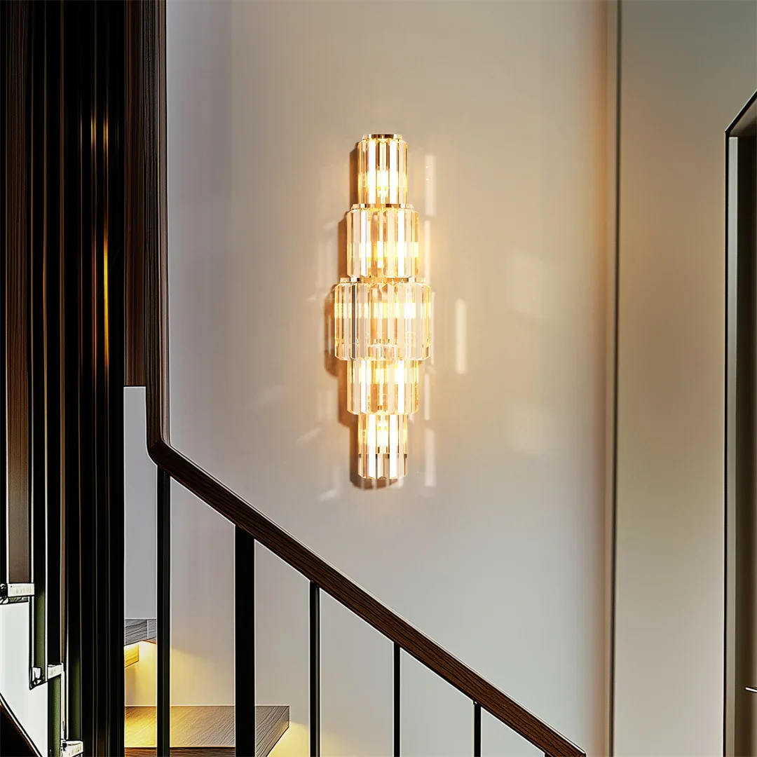 LUVODI Modern Crystal Wall Lamp 3-Layer Sconce E14 LED Corn Light Indoor Decor - Image 2