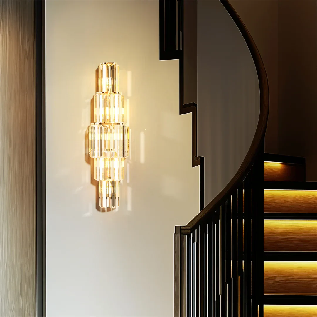 LUVODI Modern Crystal Wall Lamp 3-Layer Sconce E14 LED Corn Light Indoor Decor - Image 4