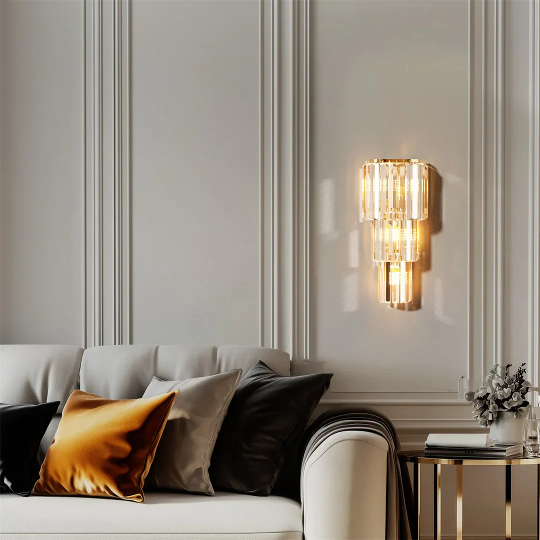 LUVODI Modern Crystal Wall Lamp 3-Layer Sconce E14 LED Corn Light Indoor Decor - Image 5