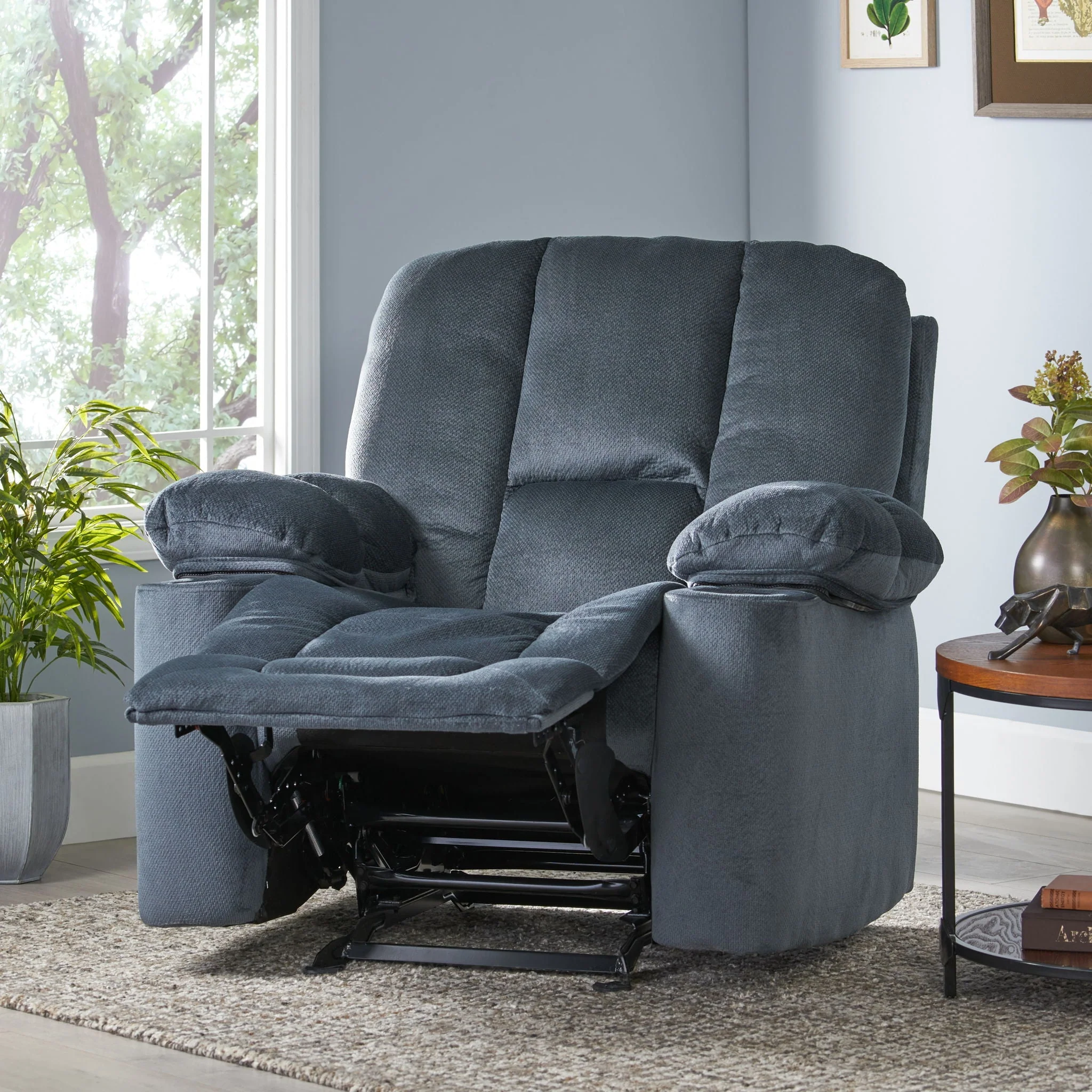 Luxurious Manual Recliner Chair With Skin-Friendly Fabric And Dual Cup Holders - Image 10