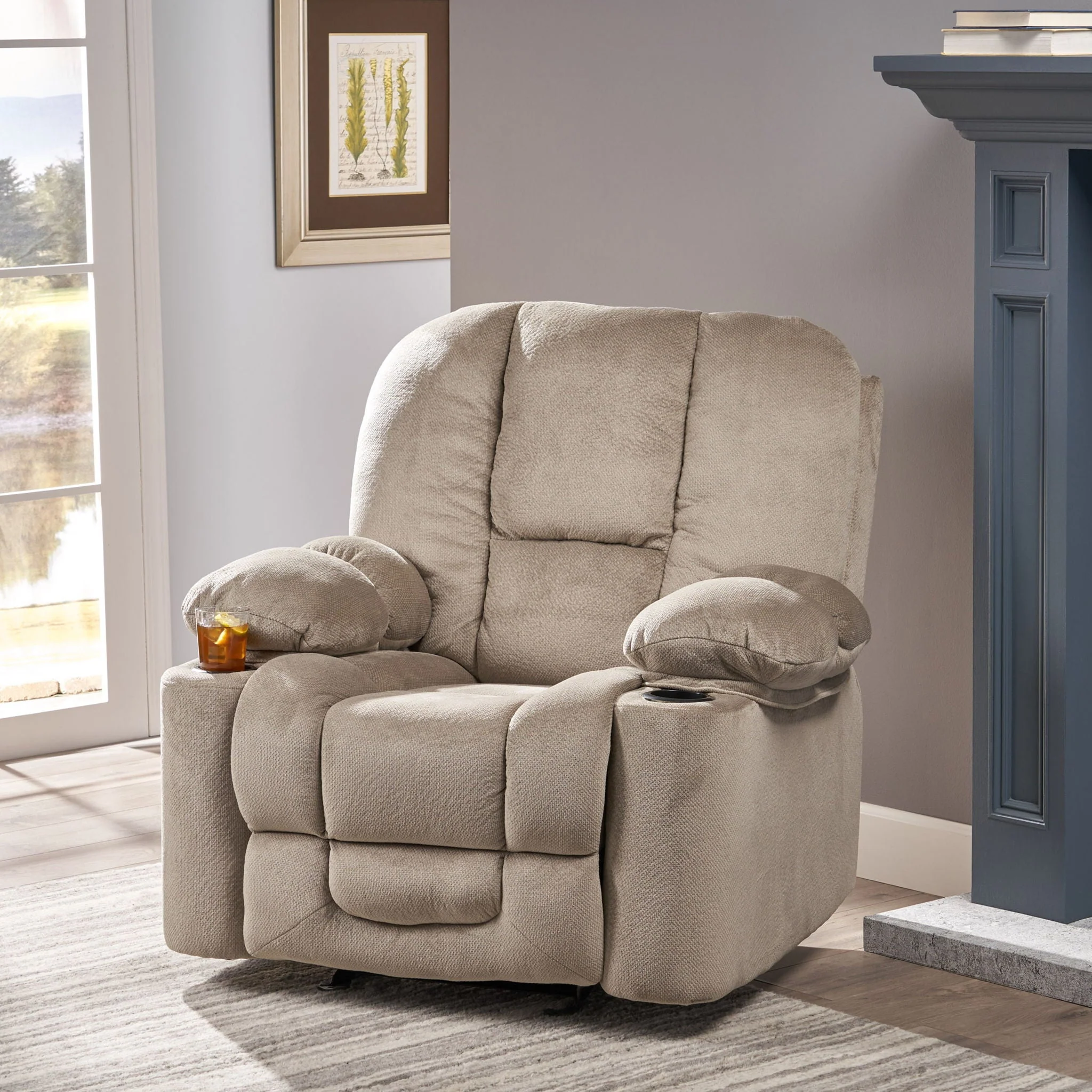 Luxurious Manual Recliner Chair With Skin-Friendly Fabric And Dual Cup Holders - Image 12
