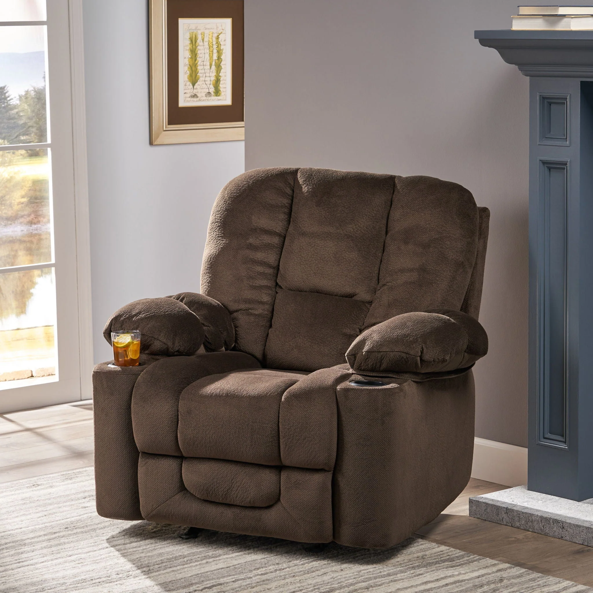 Luxurious Manual Recliner Chair With Skin-Friendly Fabric And Dual Cup Holders - Image 4
