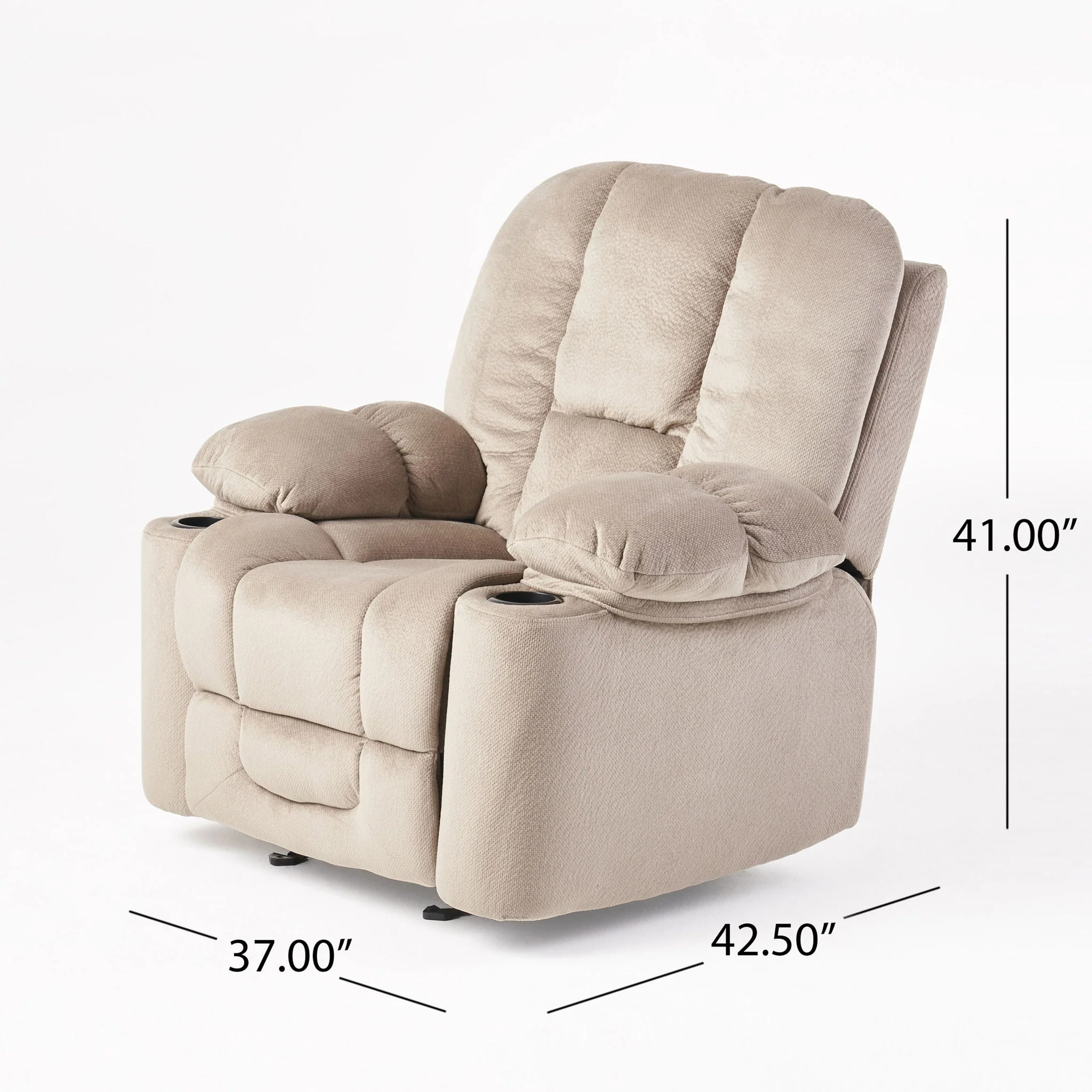 Luxurious Manual Recliner Chair With Skin-Friendly Fabric And Dual Cup Holders - Image 9