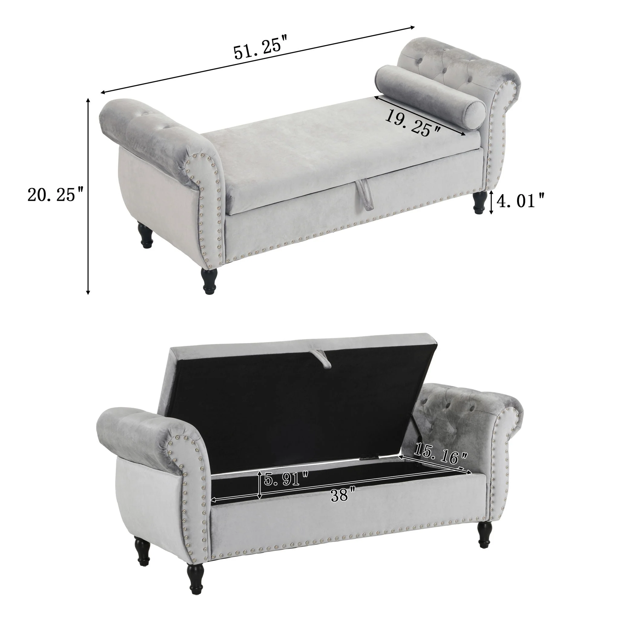 Luxurious Multifunctional Storage Ottoman Bench With Pillow - Image 13