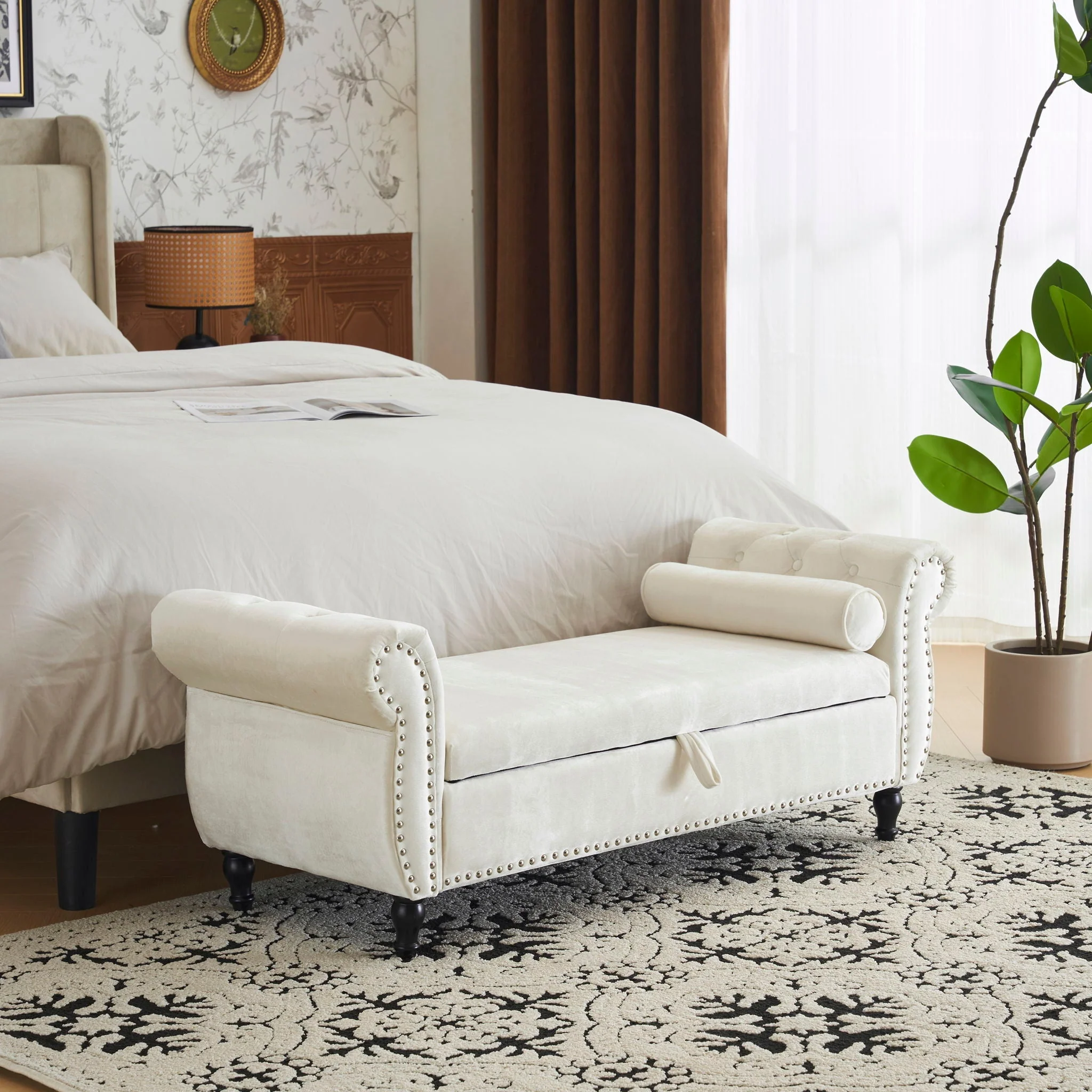 Luxurious Multifunctional Storage Ottoman Bench With Pillow - Image 15
