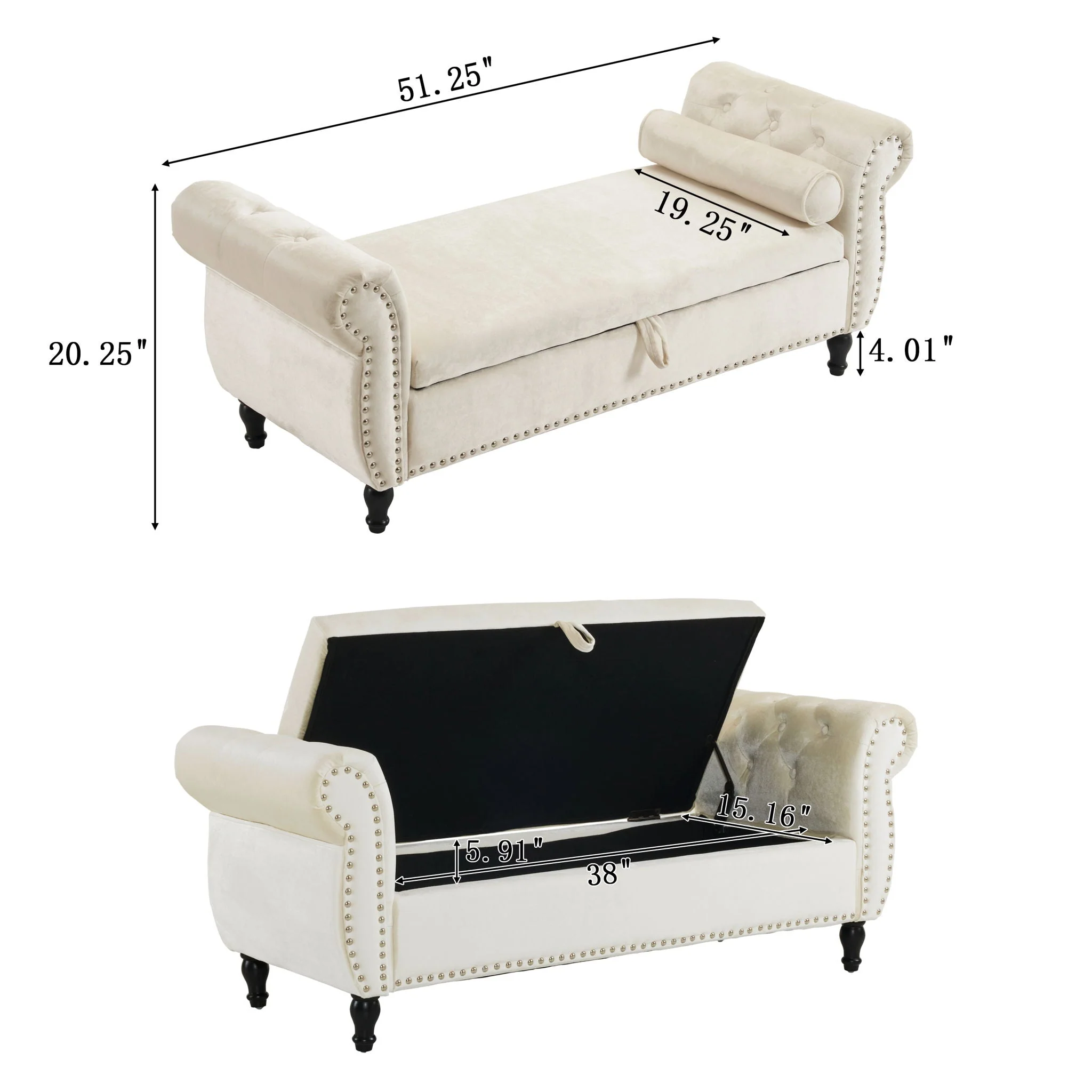 Luxurious Multifunctional Storage Ottoman Bench With Pillow - Image 7