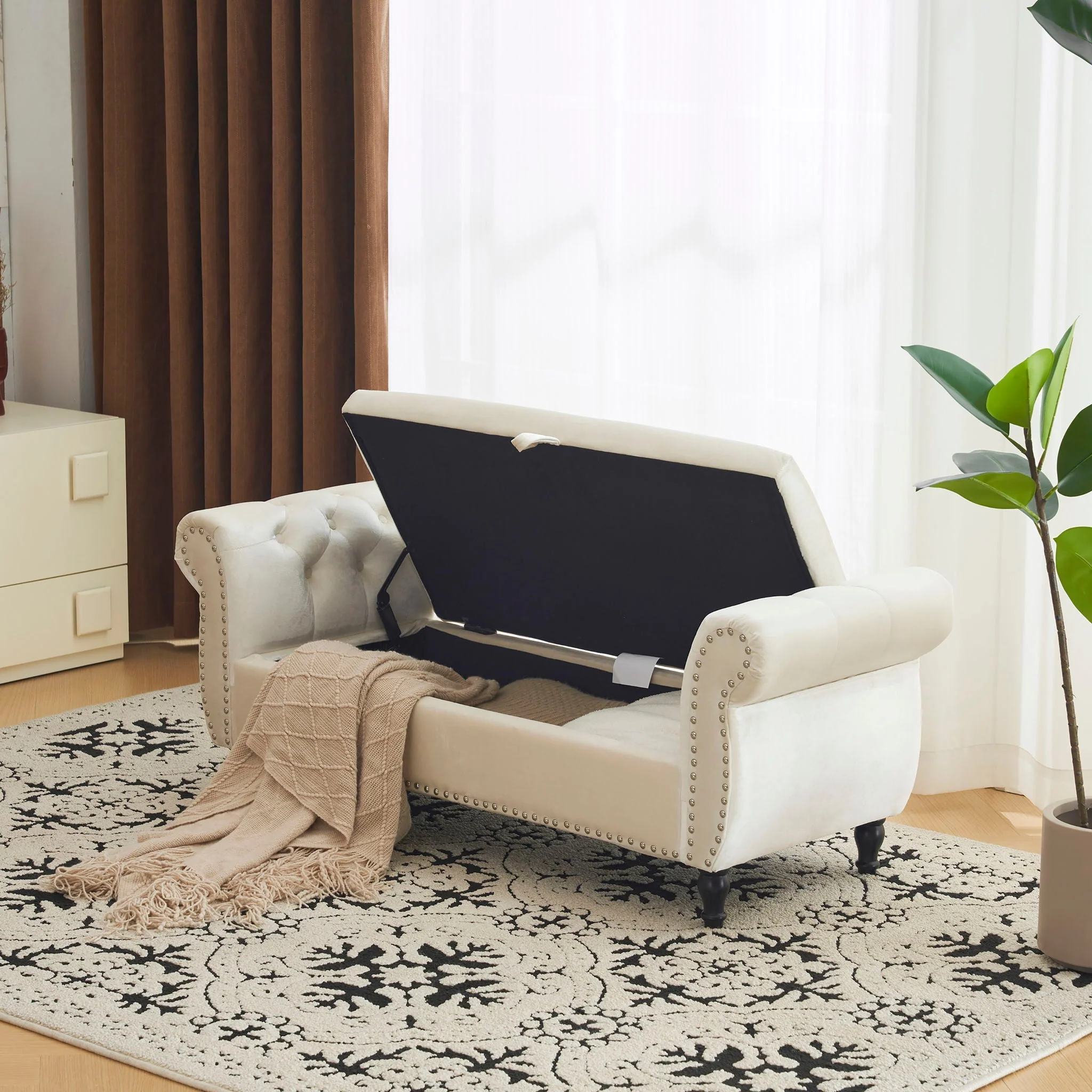 Luxurious Multifunctional Storage Ottoman Bench With Pillow - Image 8