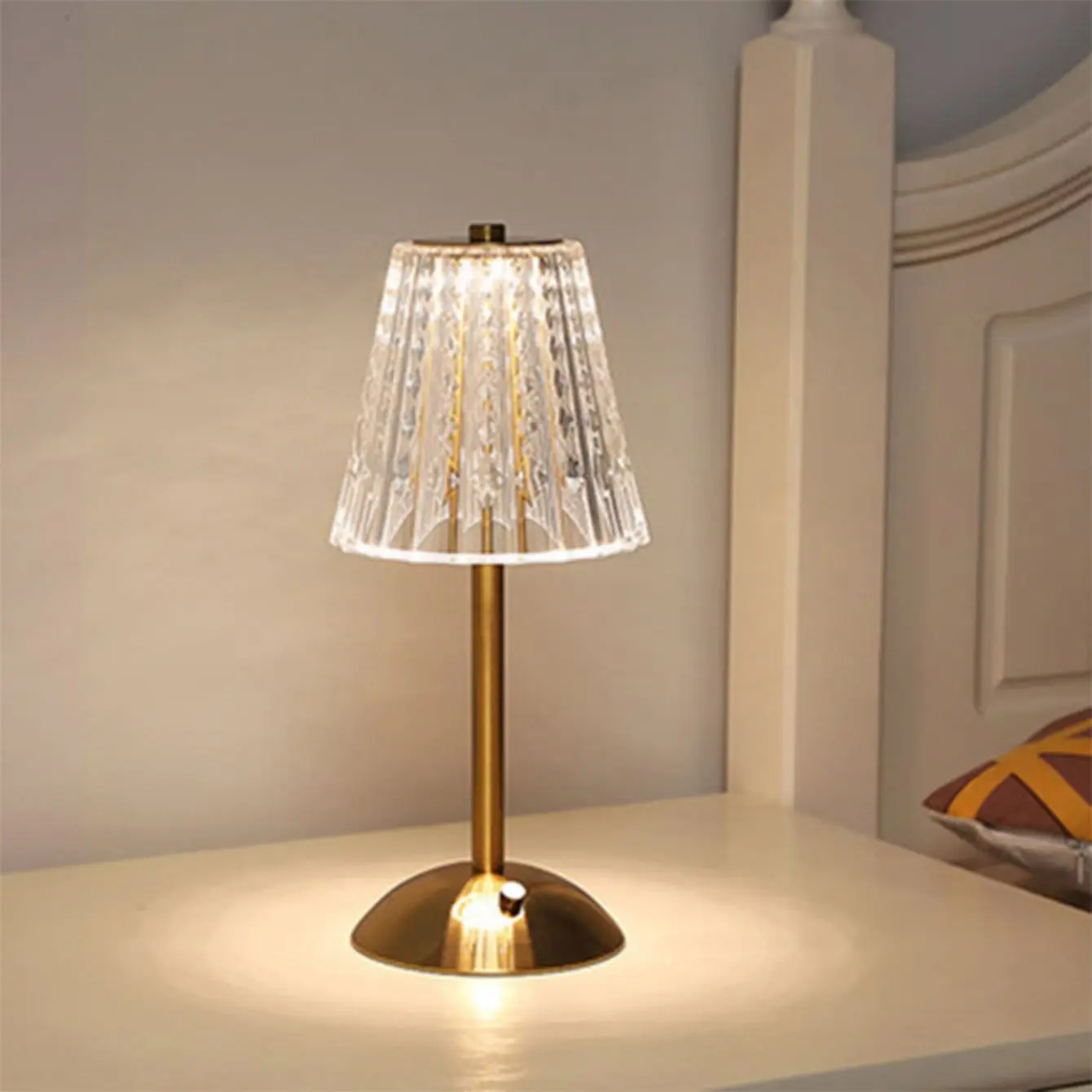 Luxury Crystal Touch Table Lamp Rechargeable Bedside Night Light Diamond Decor - Image 2