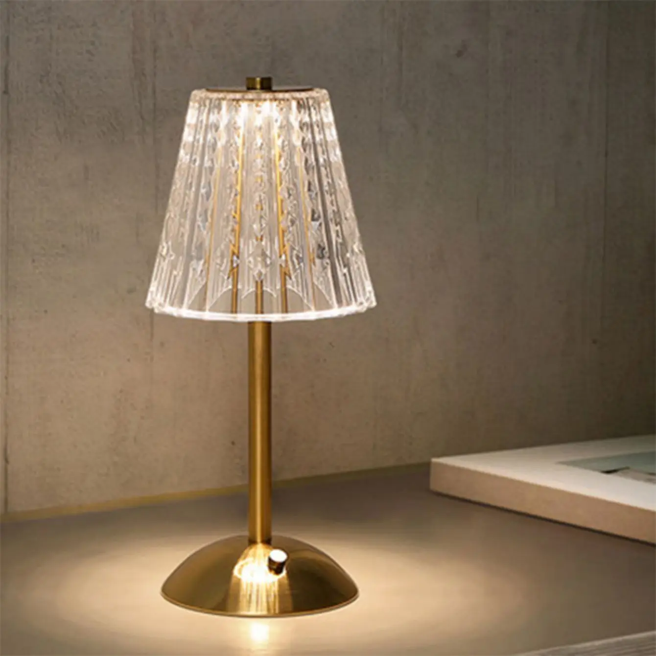 Luxury Crystal Touch Table Lamp Rechargeable Bedside Night Light Diamond Decor - Image 3
