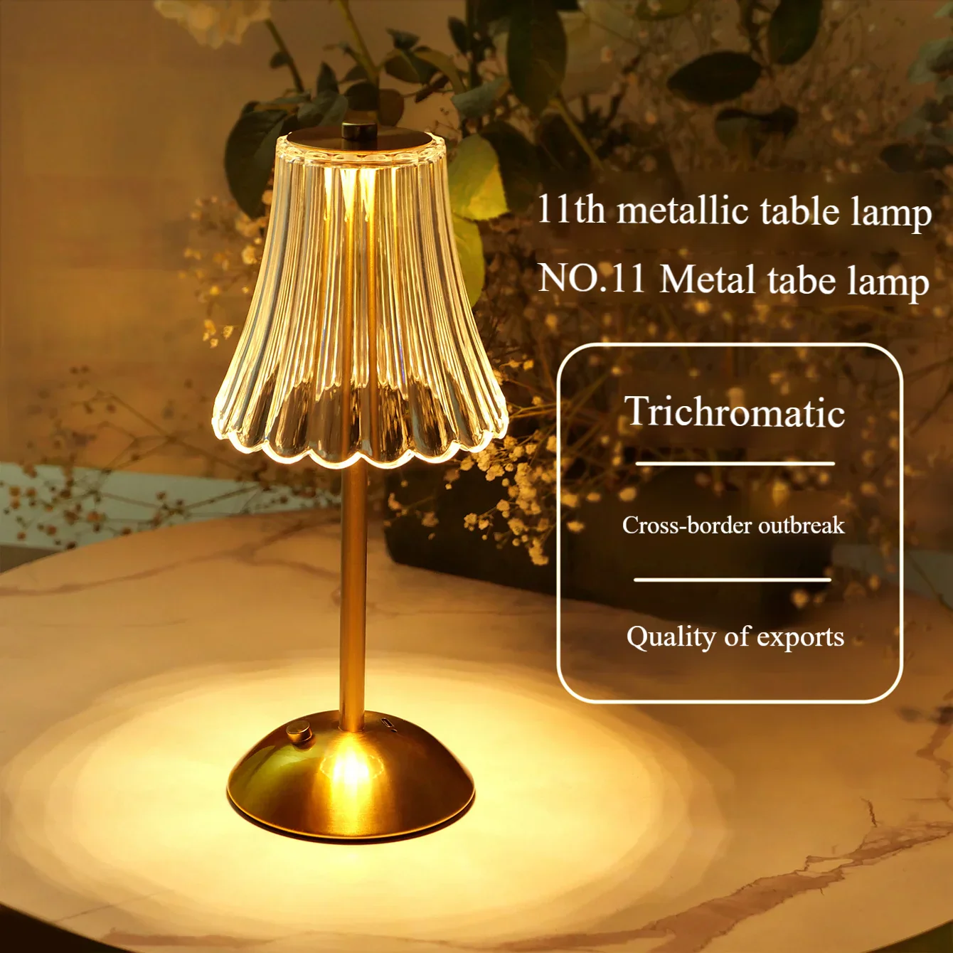 Luxury Crystal Touch Table Lamp Rechargeable Bedside Night Light Diamond Decor - Image 5