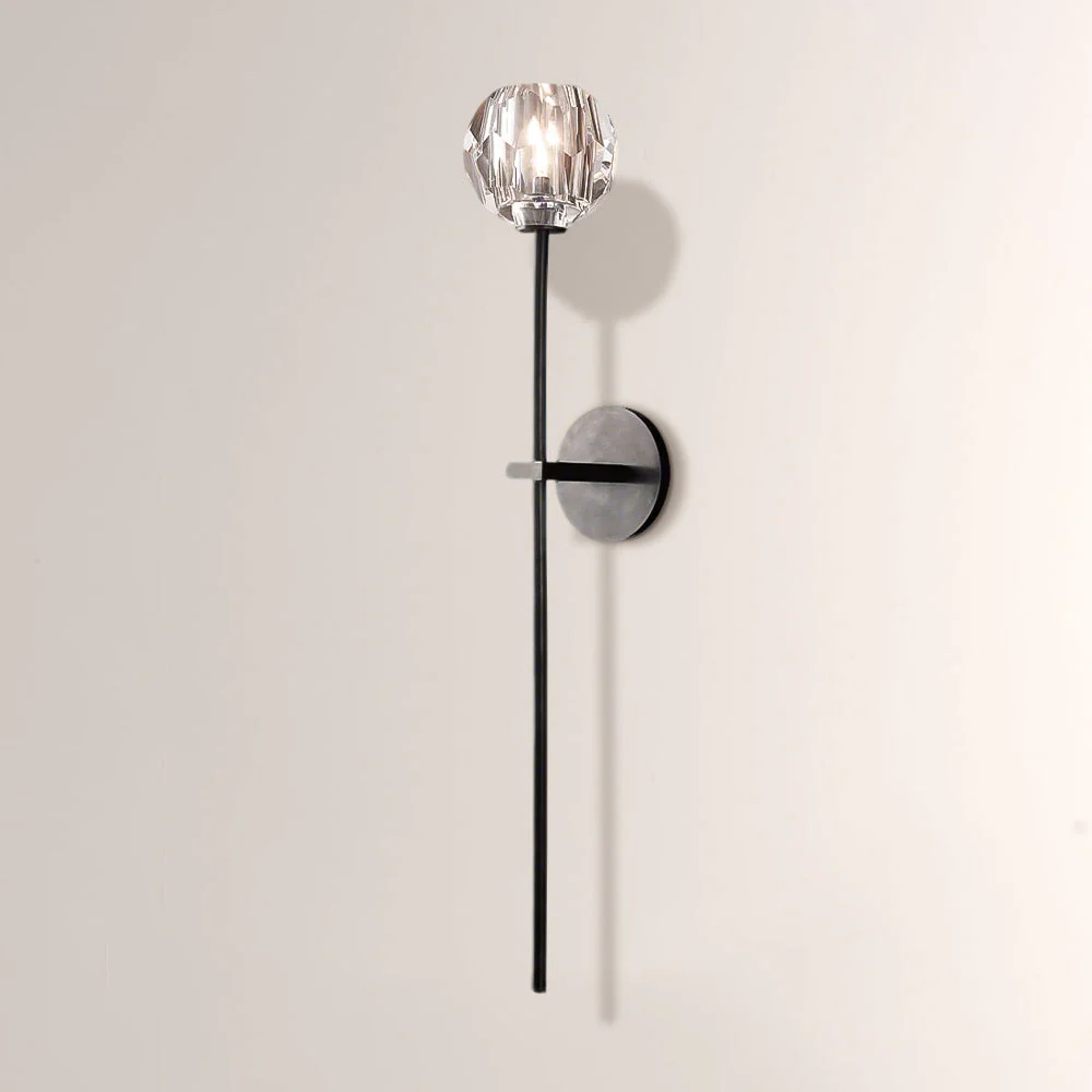 Luxury Crystal Wall Sconce Brass Bedroom Vanity Light - Image 2