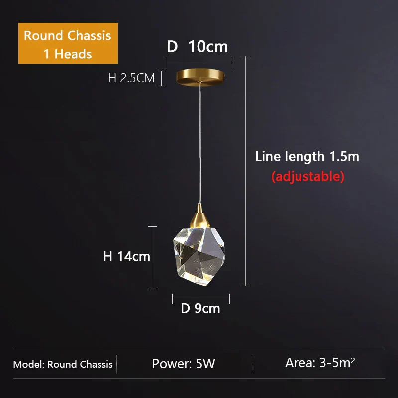 Luxury K9 Crystal Pendant Light LED Hanging Chandelier for Living Room Bedroom - Image 7