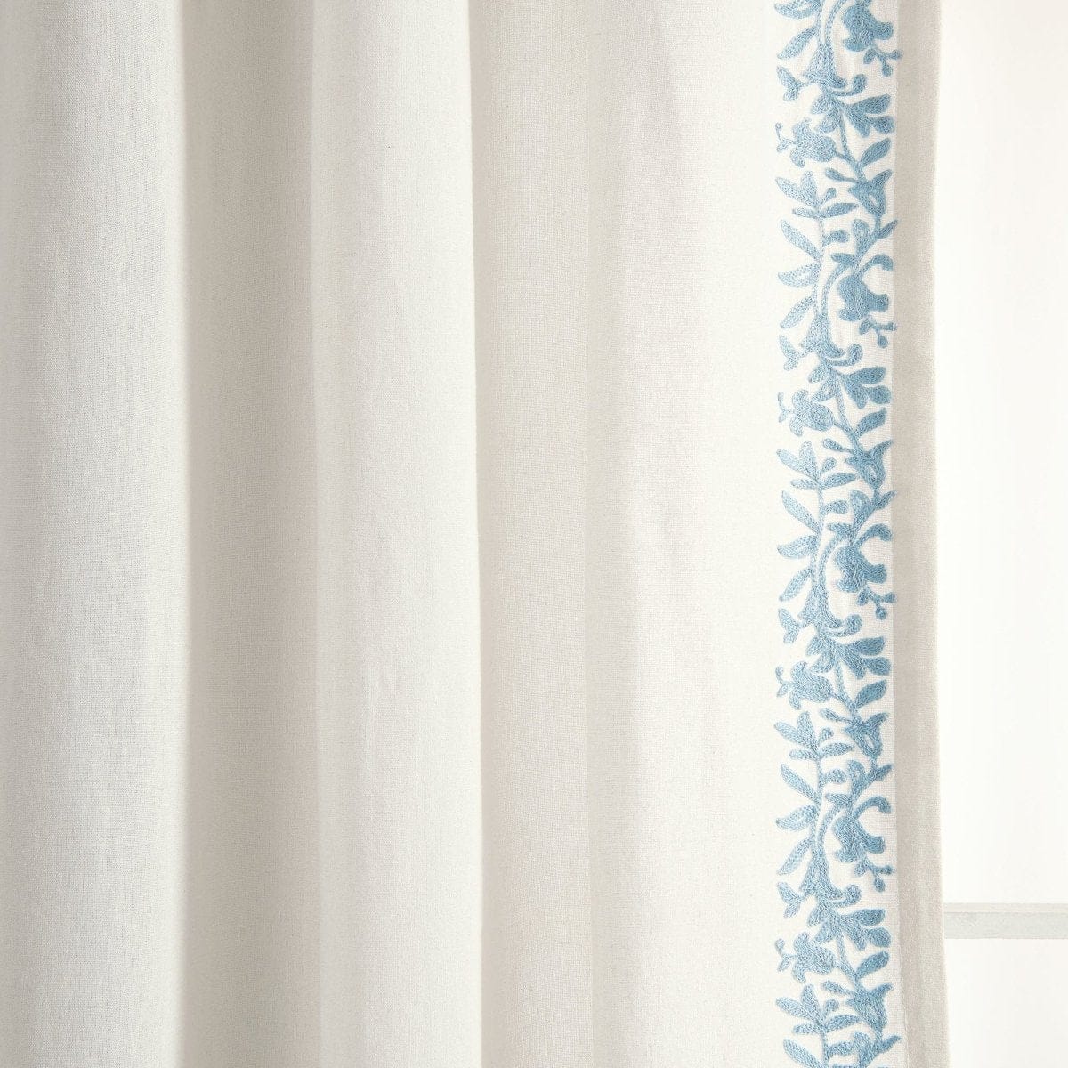 Luxury Modern Flower Linen Like Embroidery Border Window Curtain Panel - Image 10