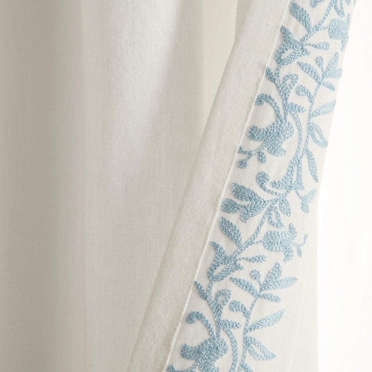 Luxury Modern Flower Linen Like Embroidery Border Window Curtain Panel - Image 12