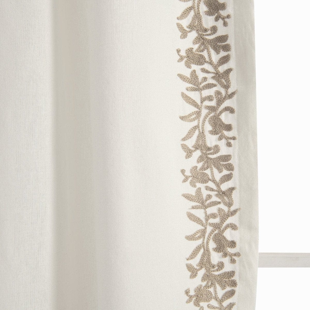 Luxury Modern Flower Linen Like Embroidery Border Window Curtain Panel - Image 15
