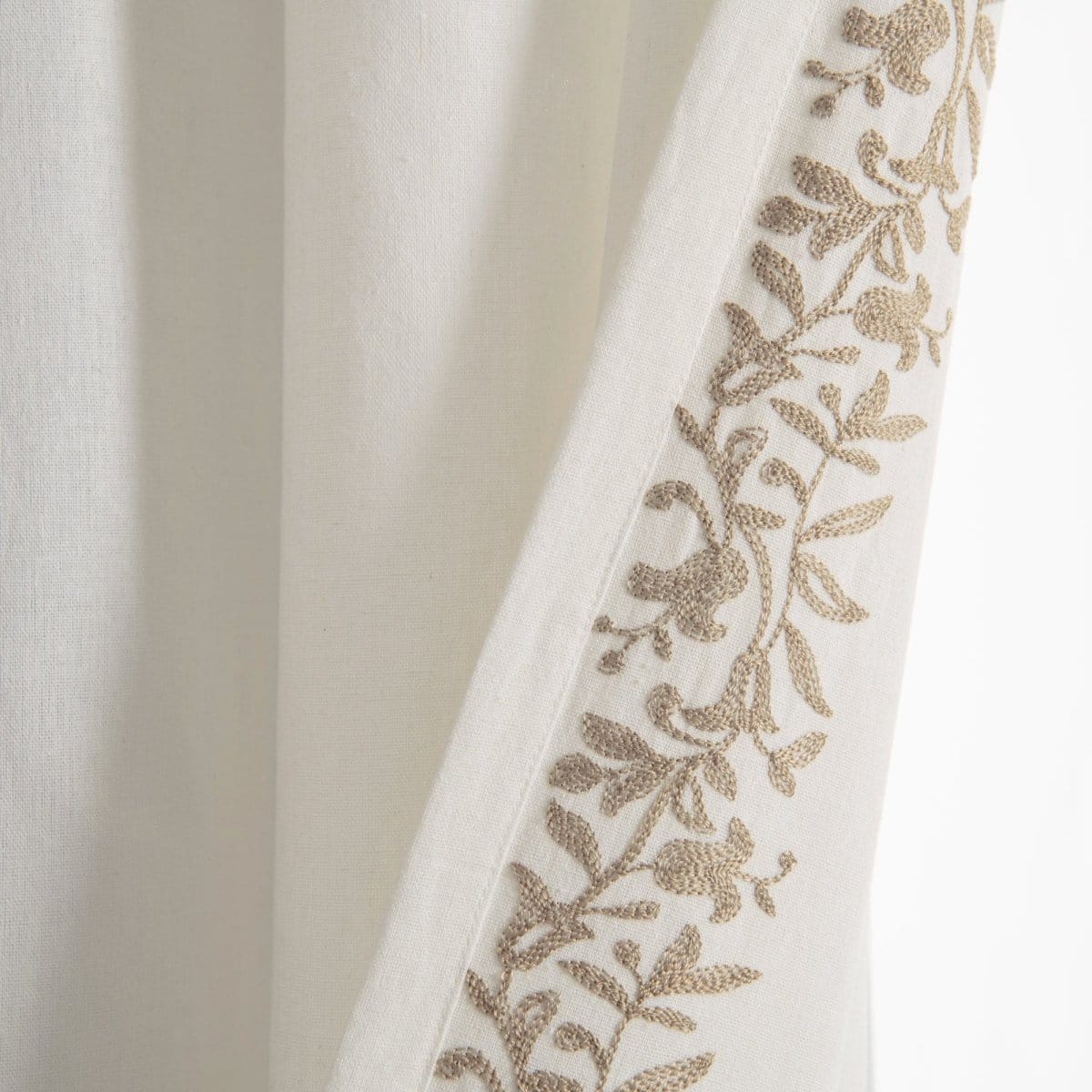 Luxury Modern Flower Linen Like Embroidery Border Window Curtain Panel - Image 17