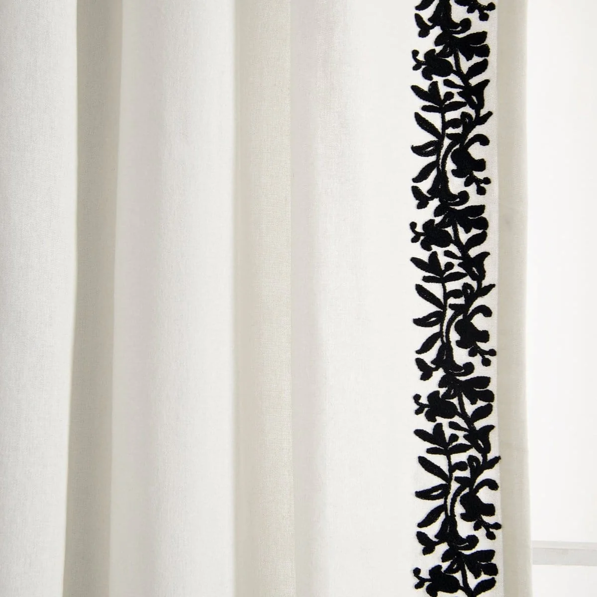 Luxury Modern Flower Linen Like Embroidery Border Window Curtain Panel - Image 6