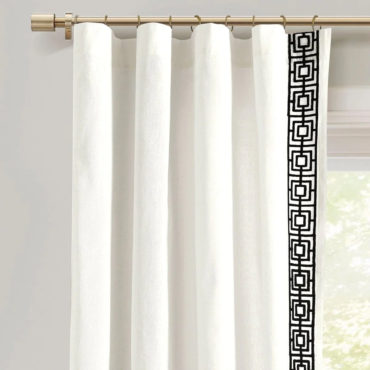 Luxury Modern Square Embroidery Border Window Curtain Panel - Image 3