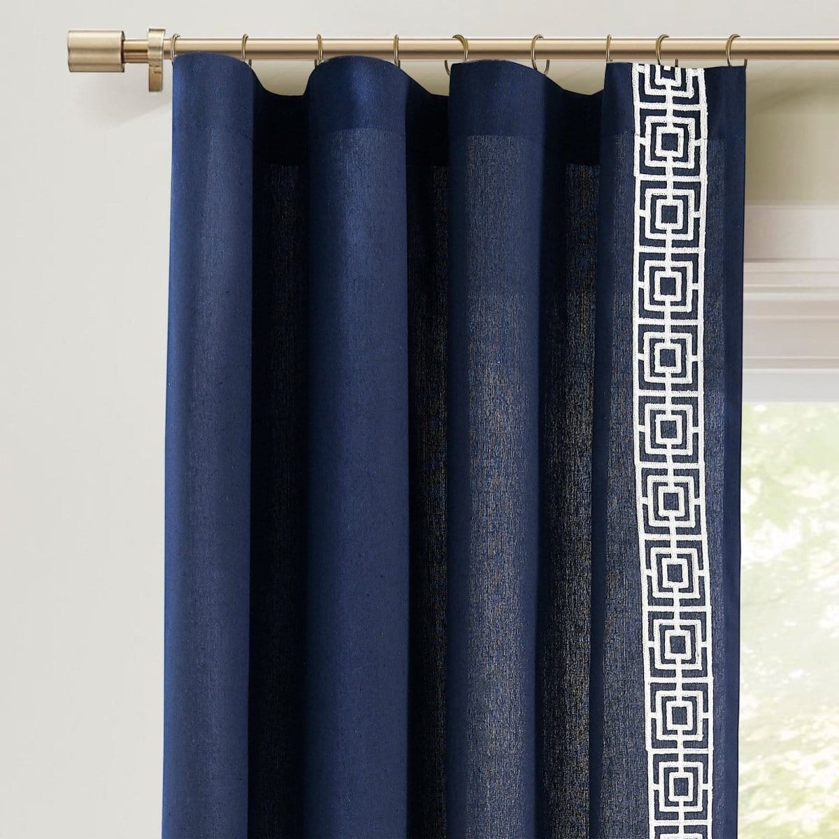 Luxury Modern Square Embroidery Border Window Curtain Panel - Image 4