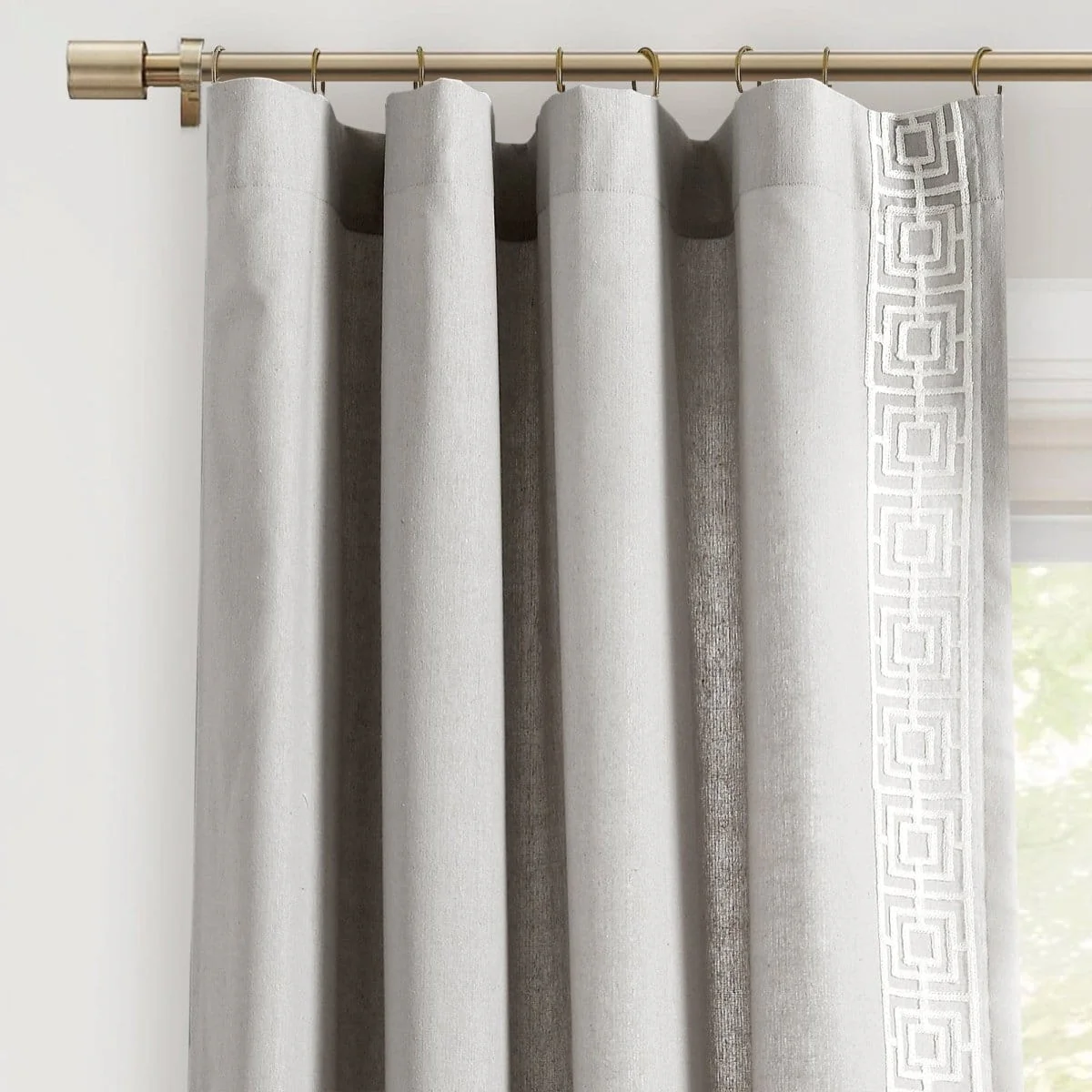 Luxury Modern Square Embroidery Border Window Curtain Panel - Image 5