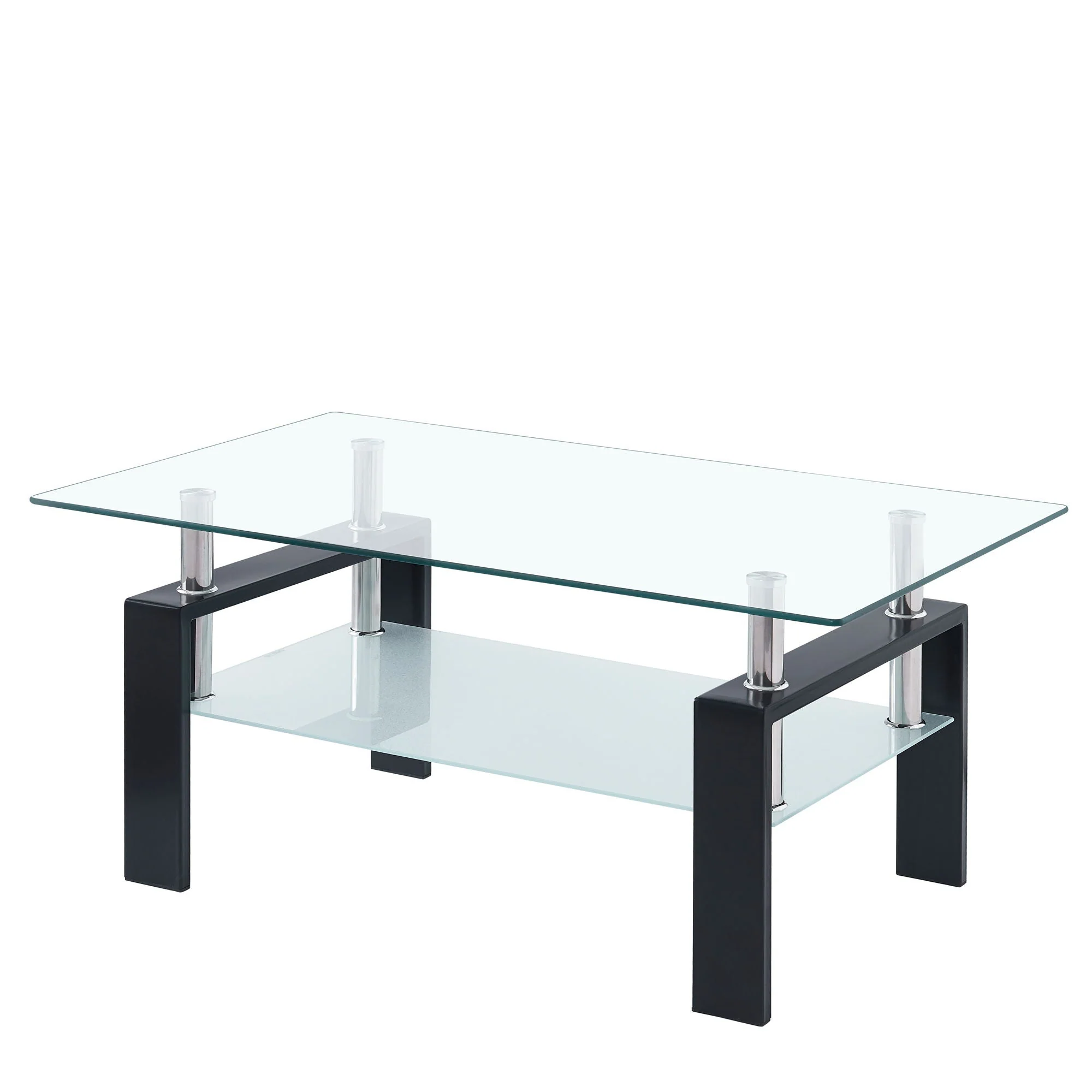 Luxury Modern Tempered Glass Coffee Table With 2 Layers - Image 3