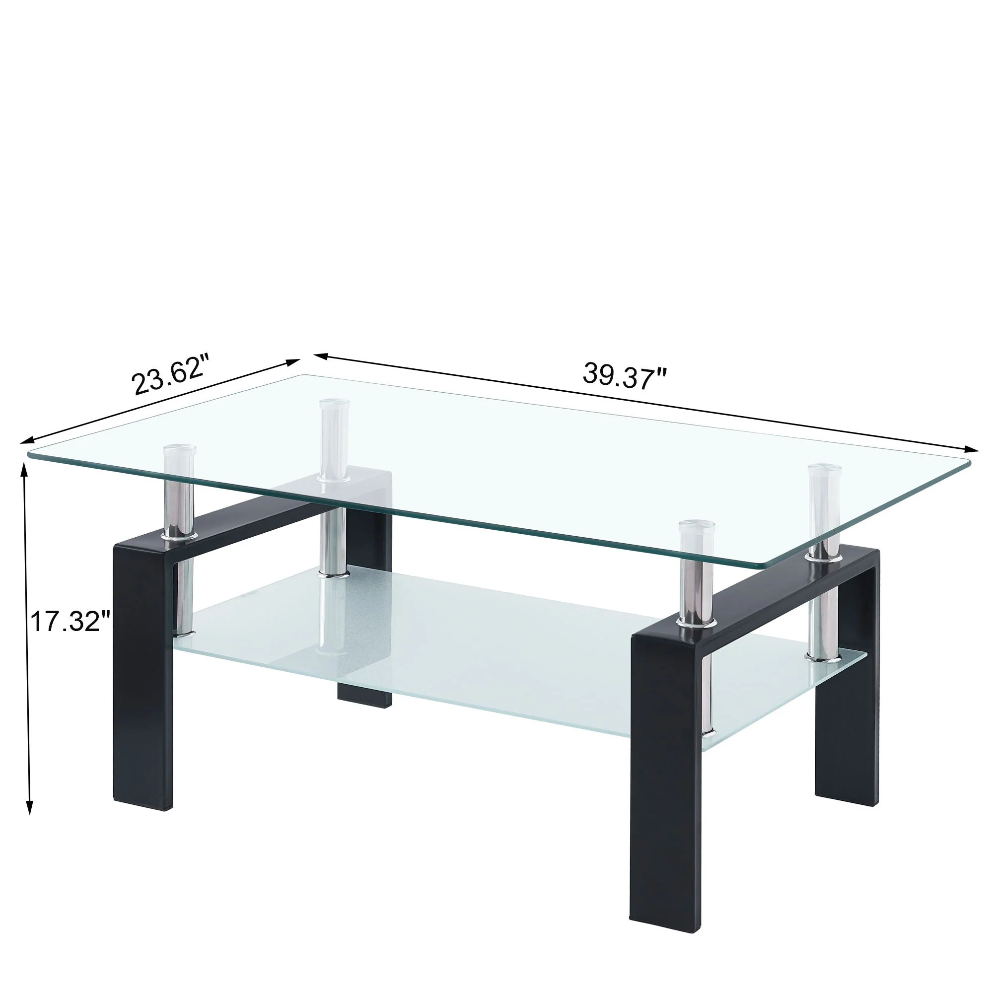 Luxury Modern Tempered Glass Coffee Table With 2 Layers - Image 7