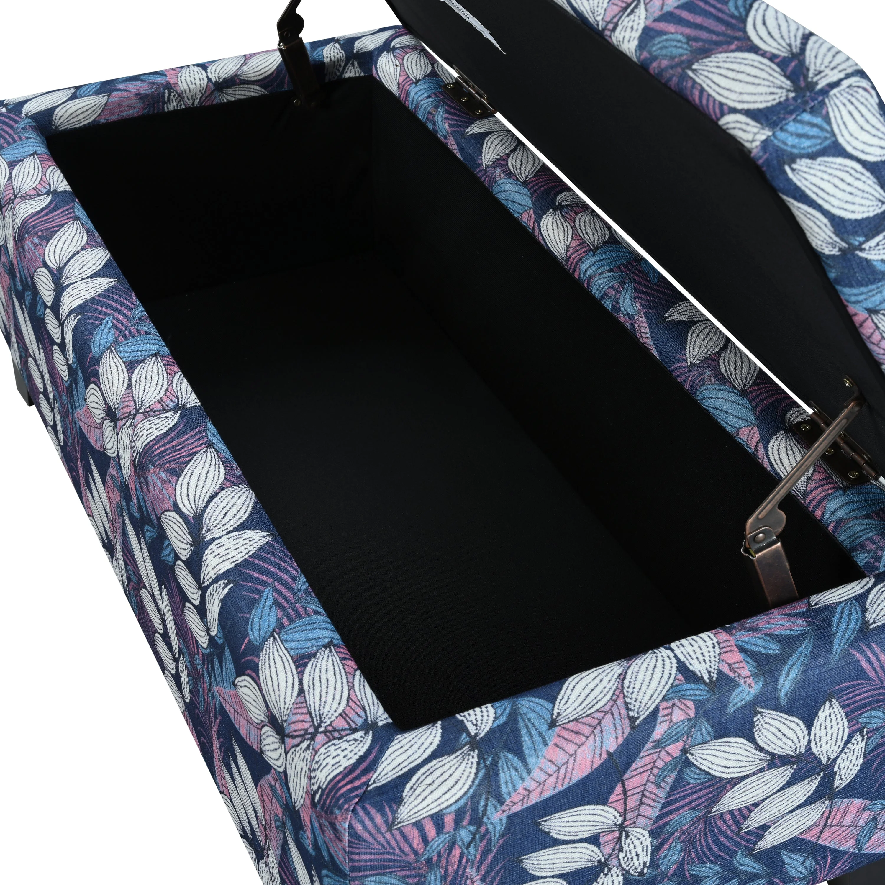 Luxury Storage Ottoman with Floral Patterned Fabric - Image 11