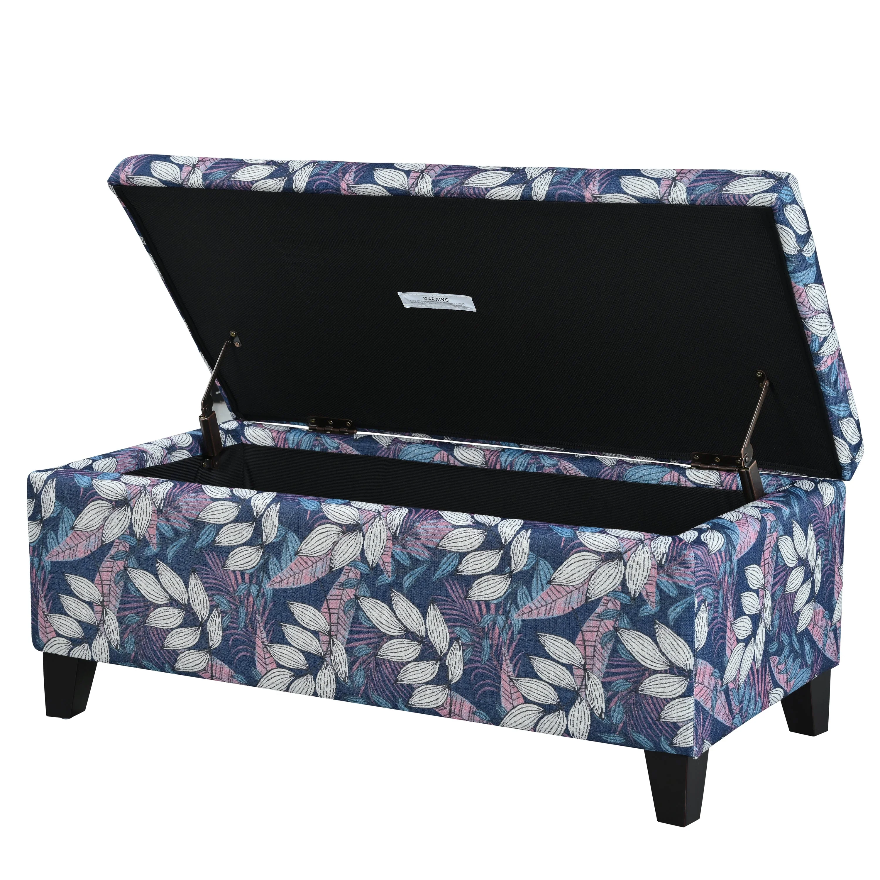 Luxury Storage Ottoman with Floral Patterned Fabric - Image 8