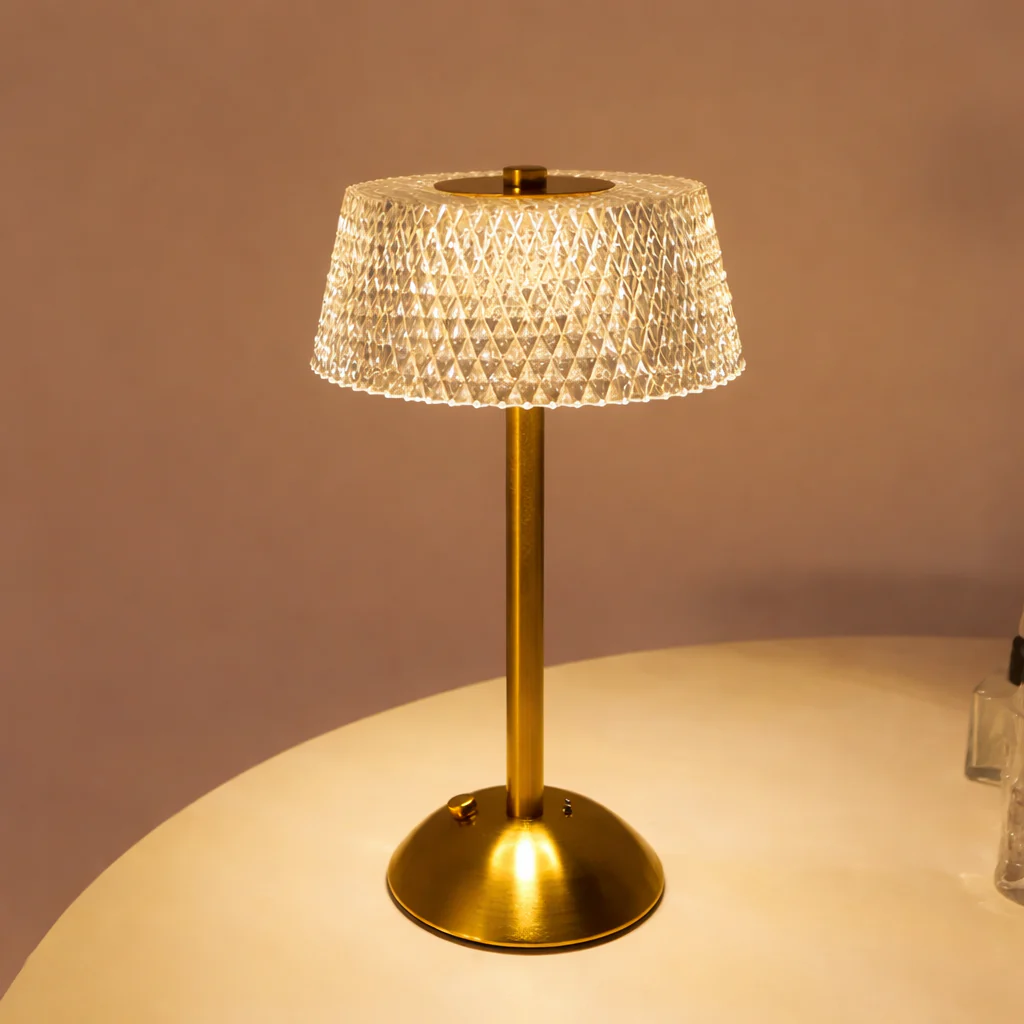 Luxury Touch LED Table Lamp Rechargeable 3 Color Bedside Glass Night Light - Image 9