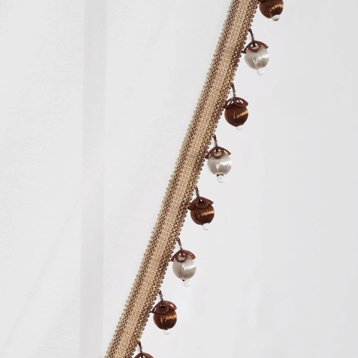Luxury Vintage Velvet & Sheer With Border Pompom Trim Window Curtain Panel - Image 15