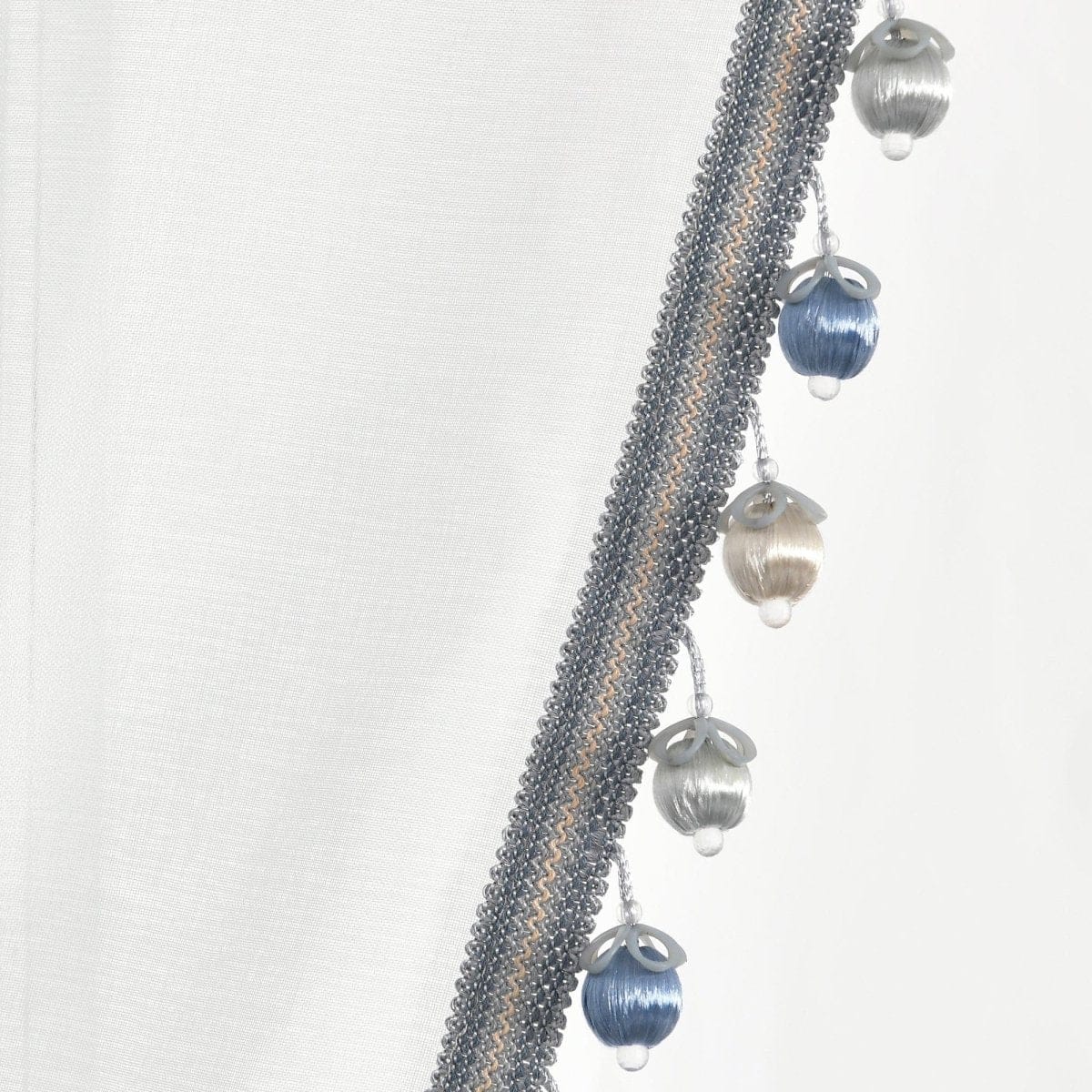 Luxury Vintage Velvet & Sheer With Border Pompom Trim Window Curtain Panel - Image 5