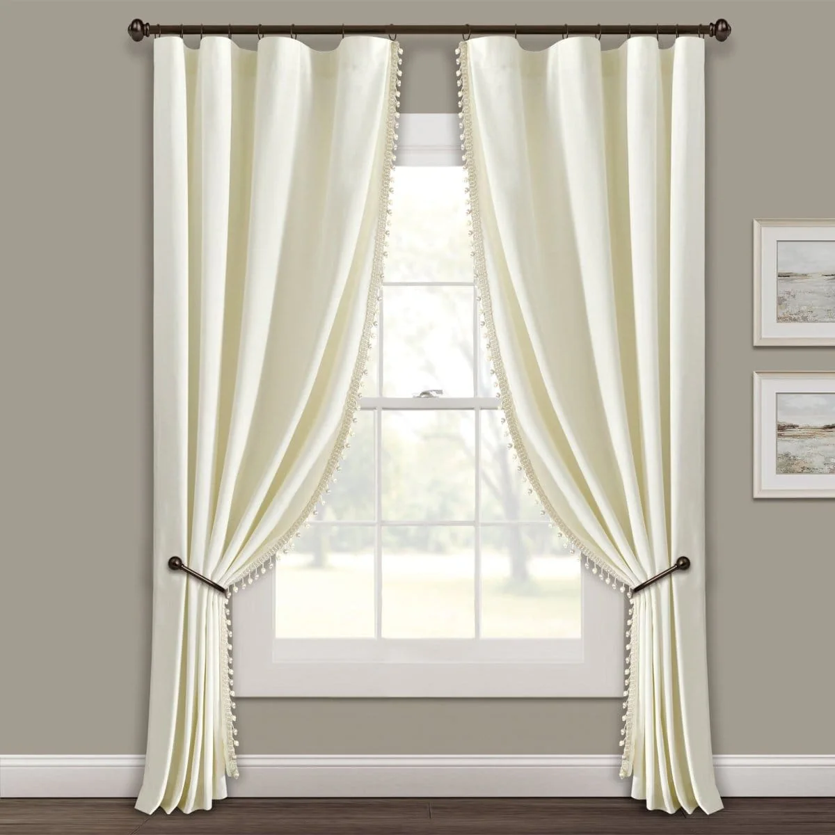 Luxury Vintage Velvet With Silky Pompom Trim Window Curtain Panel - Image 10