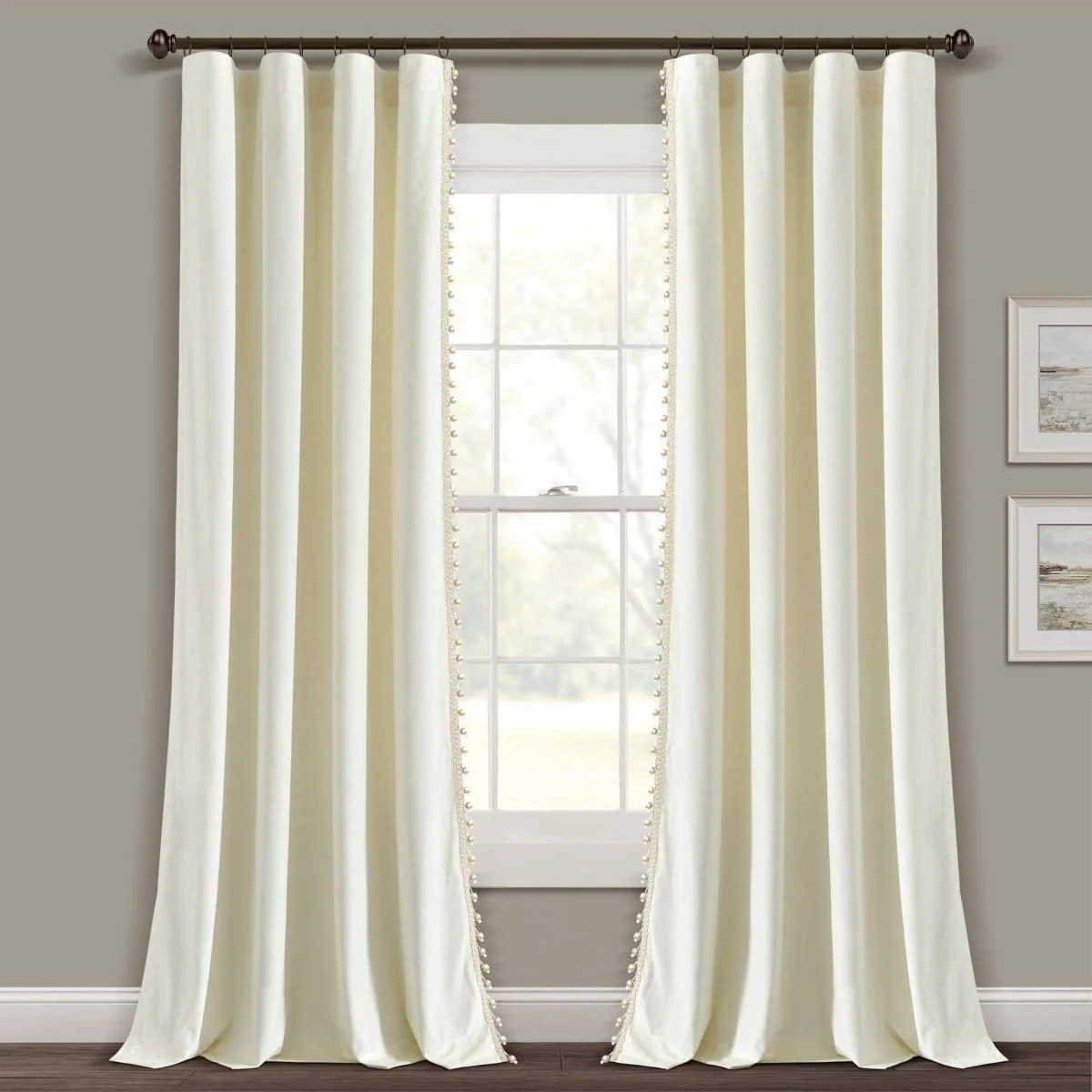 Luxury Vintage Velvet With Silky Pompom Trim Window Curtain Panel - Image 11