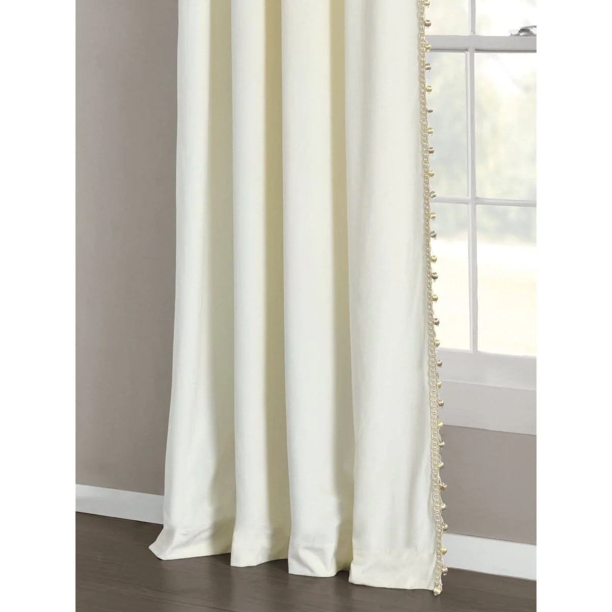 Luxury Vintage Velvet With Silky Pompom Trim Window Curtain Panel - Image 14