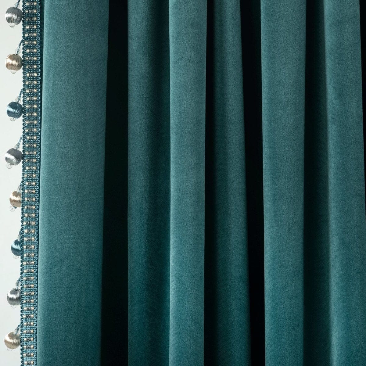Luxury Vintage Velvet With Silky Pompom Trim Window Curtain Panel - Image 22