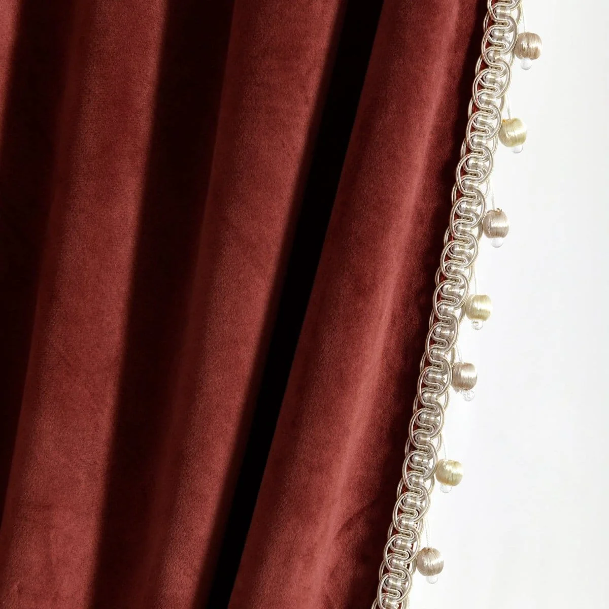 Luxury Vintage Velvet With Silky Pompom Trim Window Curtain Panel - Image 27