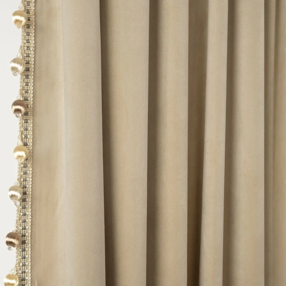 Luxury Vintage Velvet With Silky Pompom Trim Window Curtain Panel - Image 3