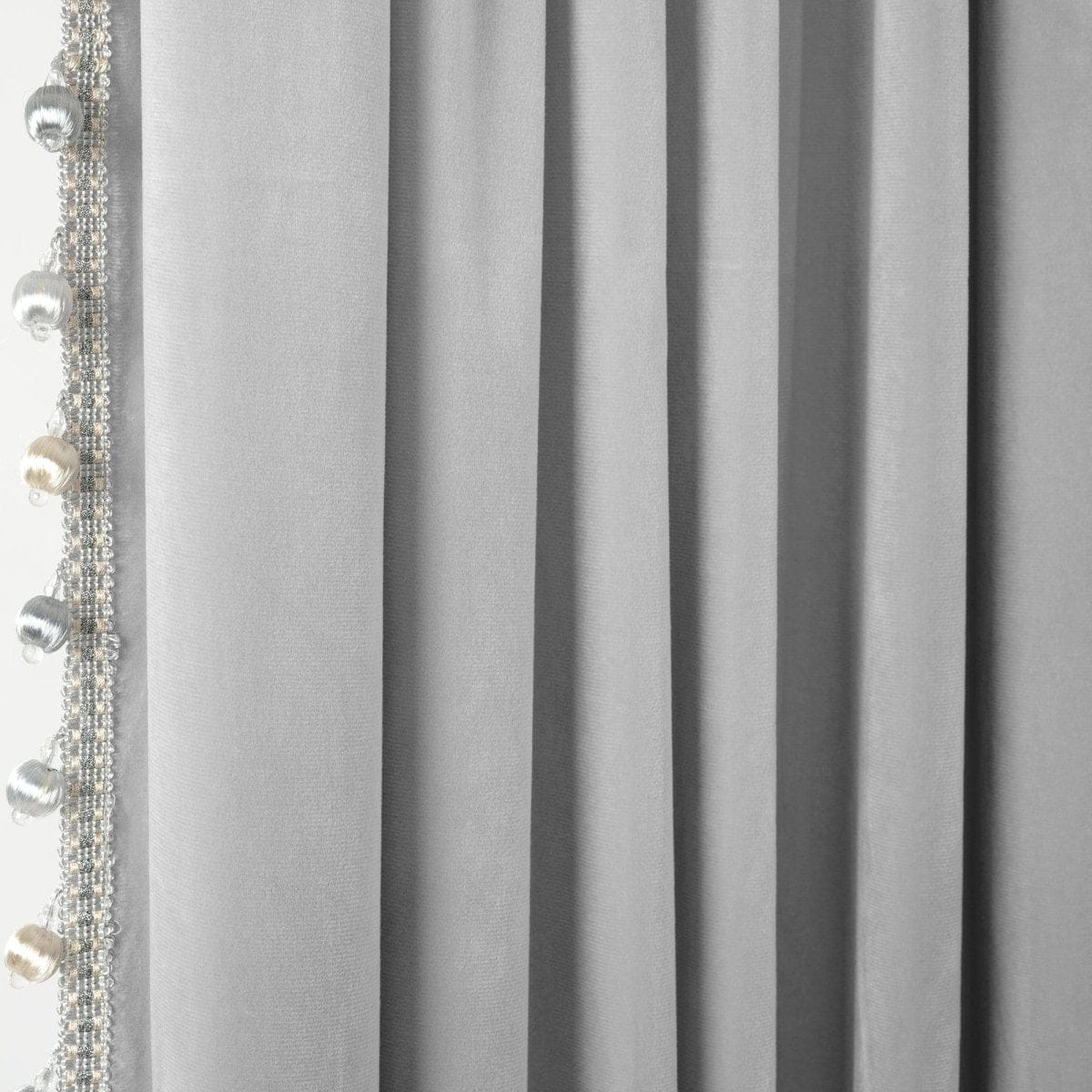Luxury Vintage Velvet With Silky Pompom Trim Window Curtain Panel - Image 7