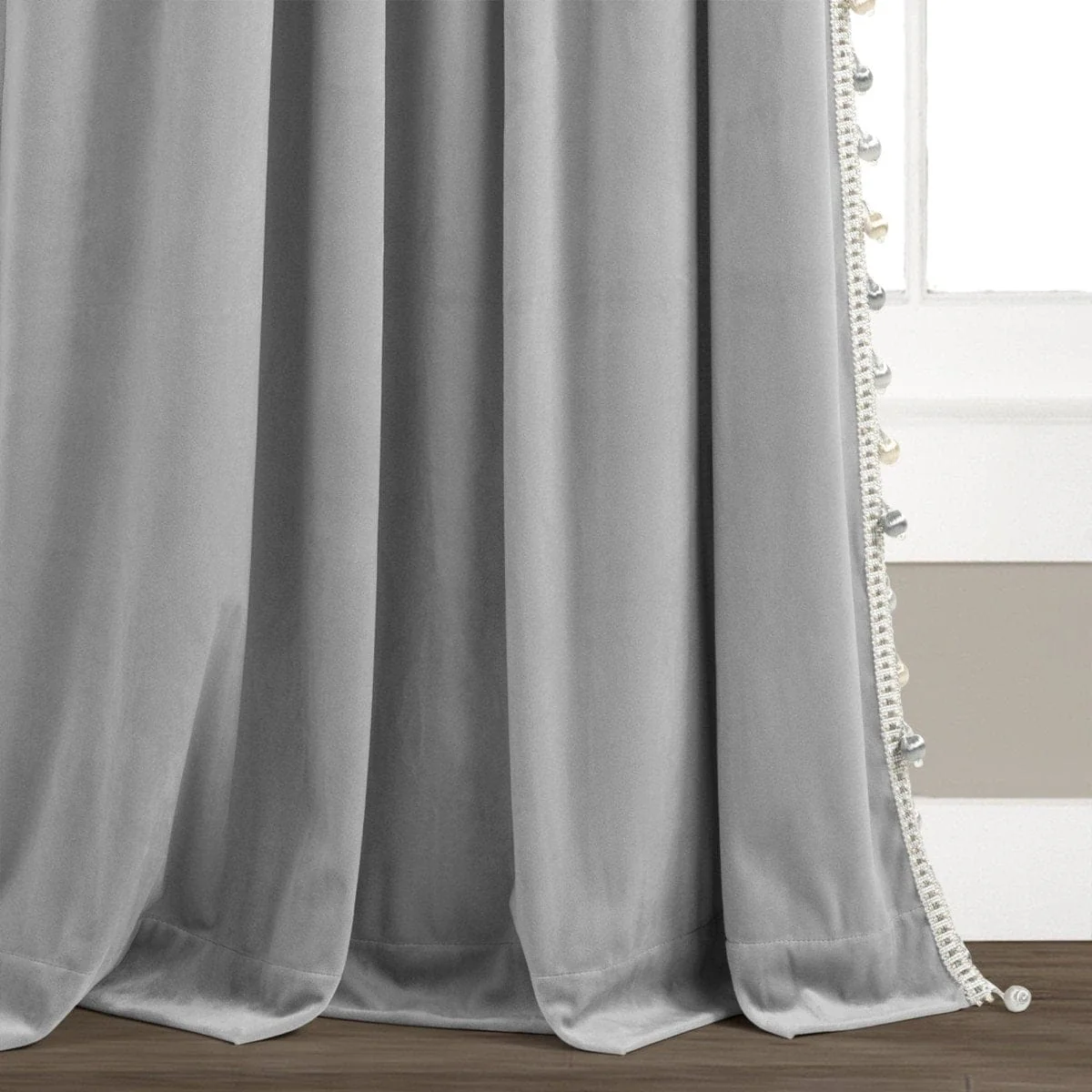 Luxury Vintage Velvet With Silky Pompom Trim Window Curtain Panel - Image 8