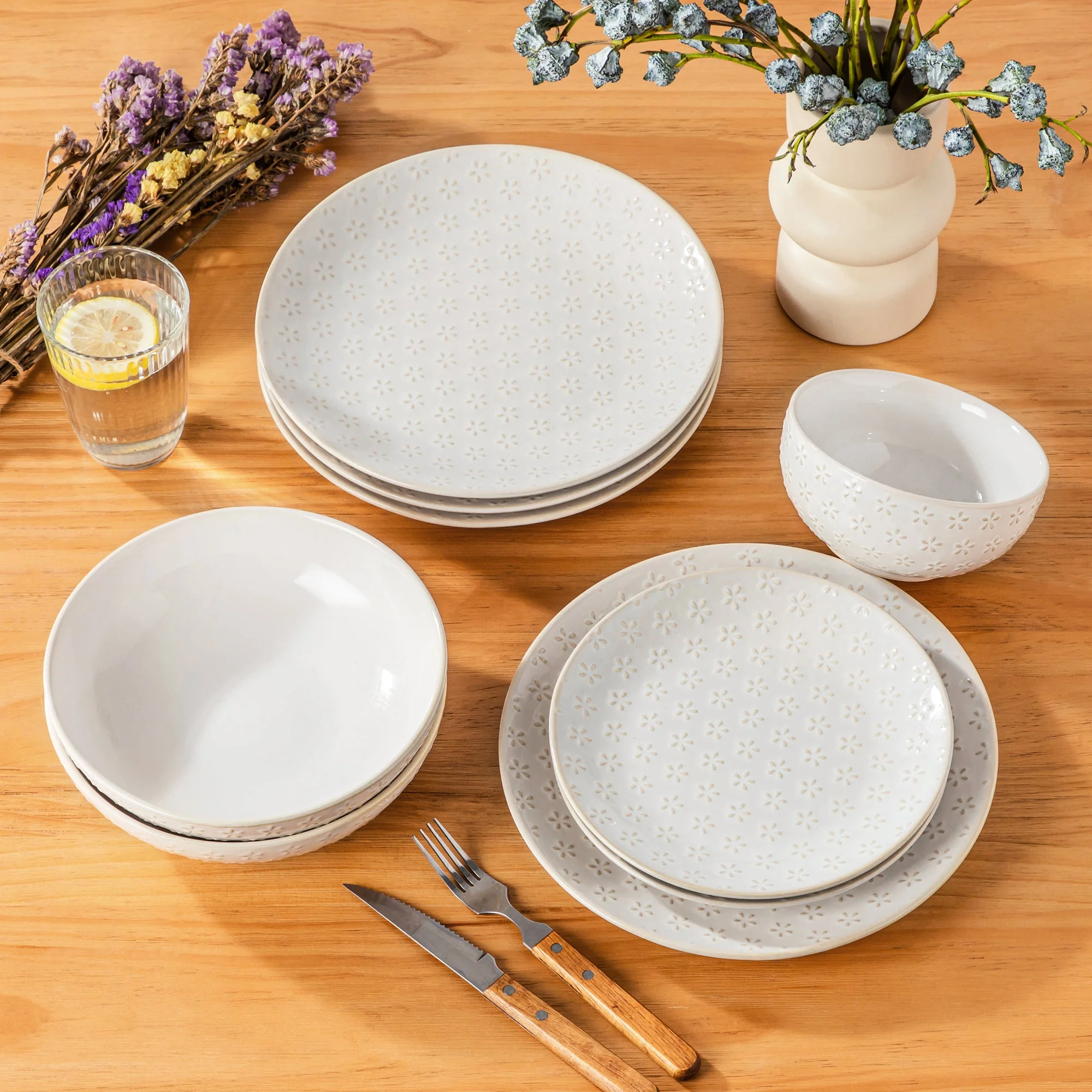 Lydia 16 Piece Antique White Dinnerware Set - Image 12