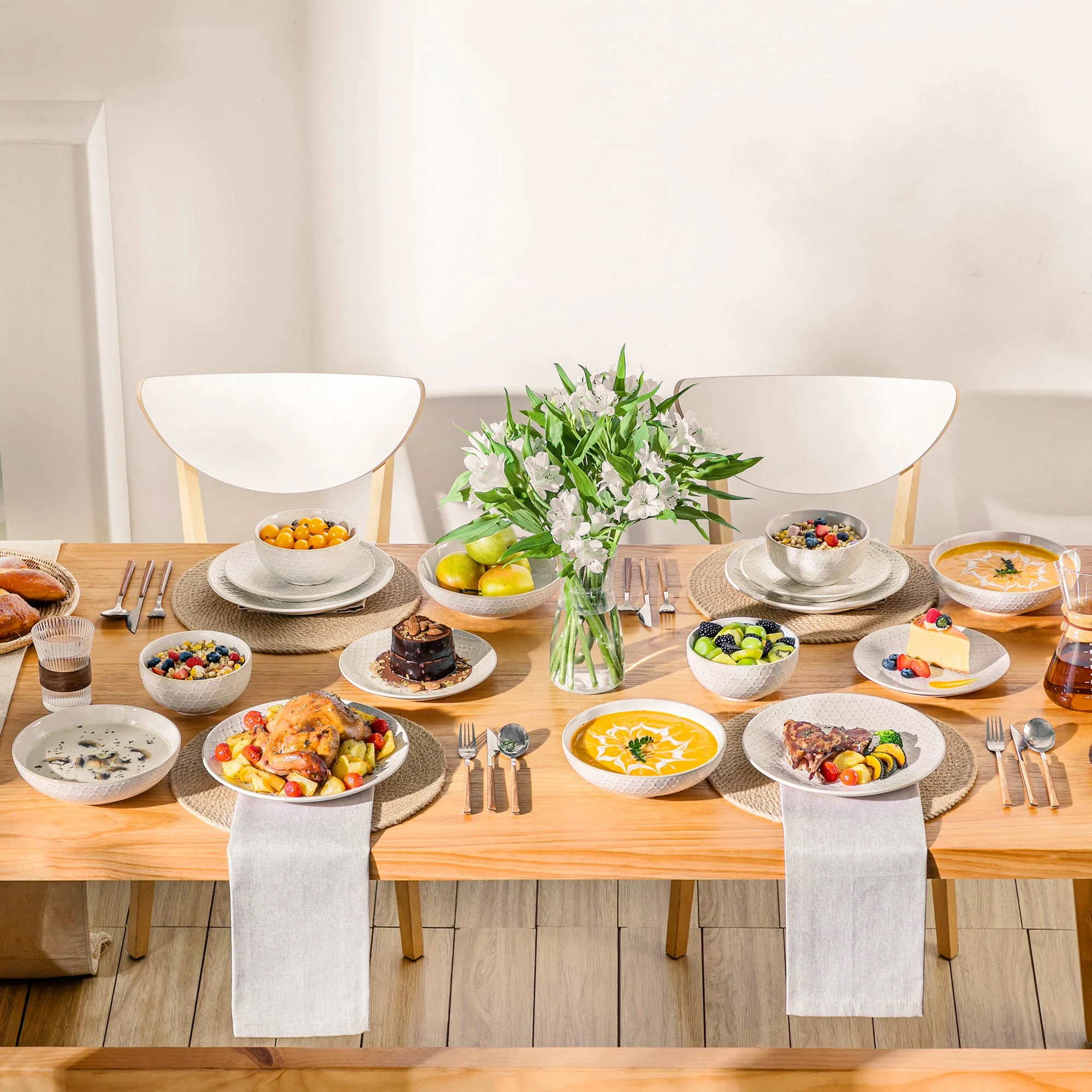 Lydia 16 Piece Antique White Dinnerware Set - Image 20