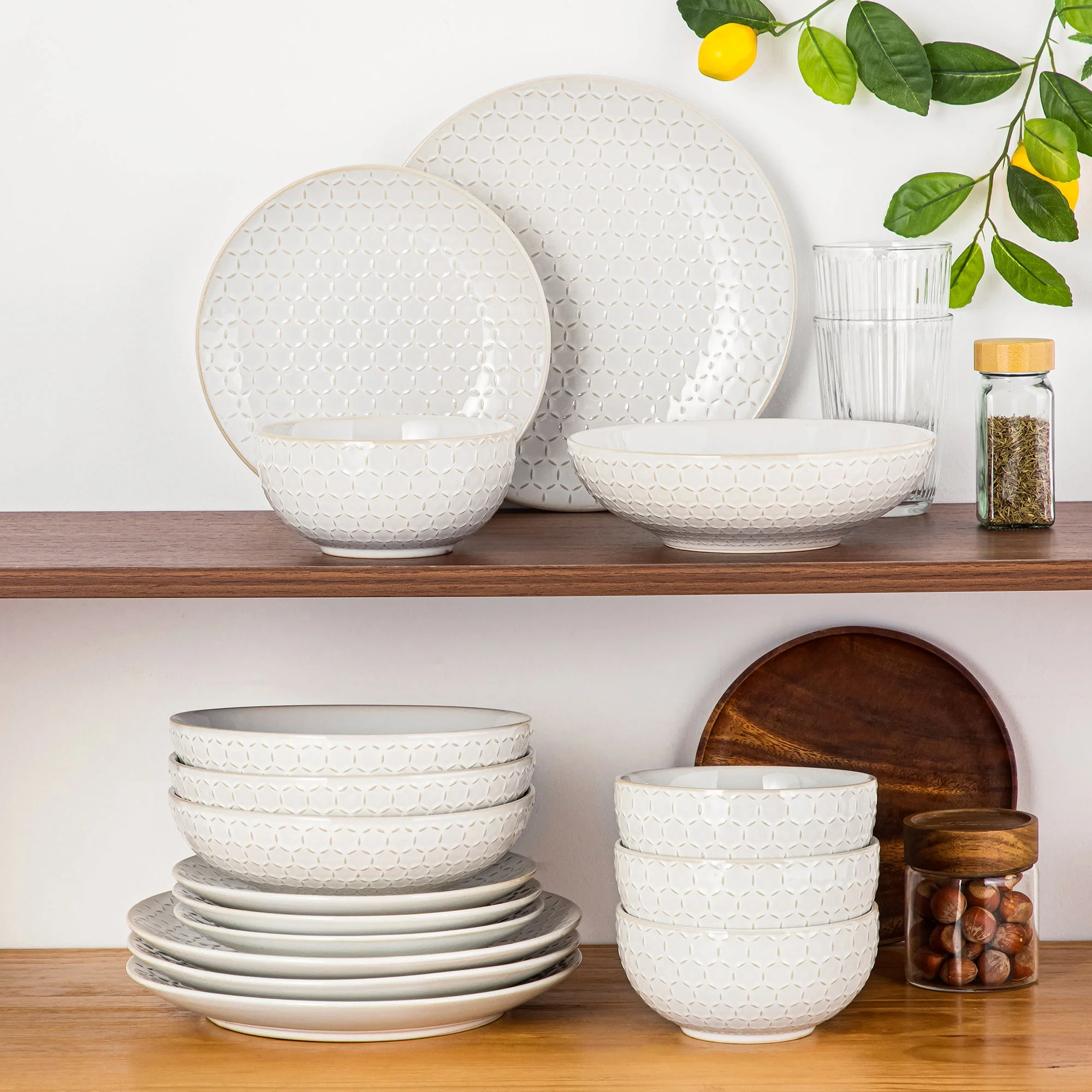 Lydia 16 Piece Antique White Dinnerware Set - Image 27