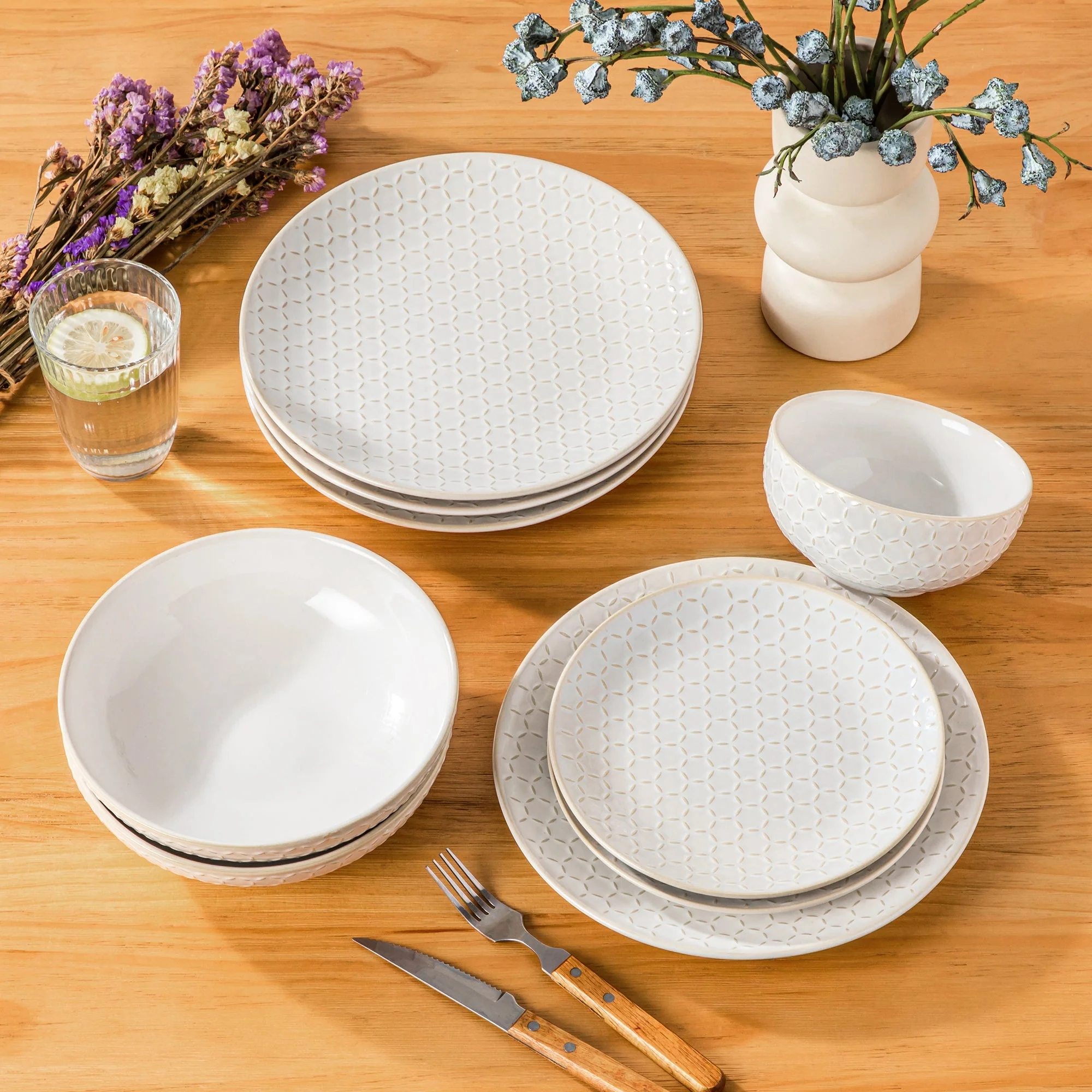 Lydia 16 Piece Antique White Dinnerware Set - Image 28