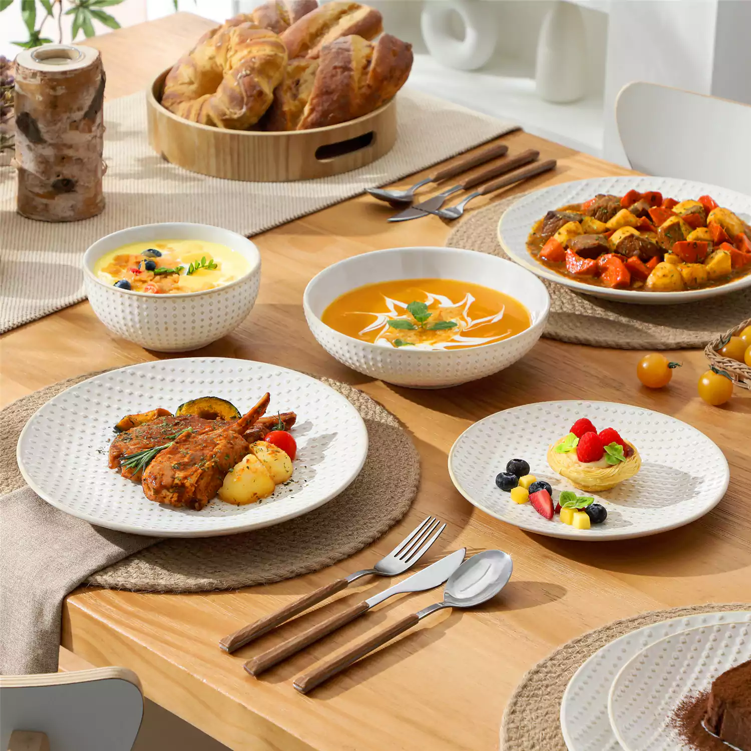 Lydia 16 Piece Antique White Dinnerware Set - Image 33