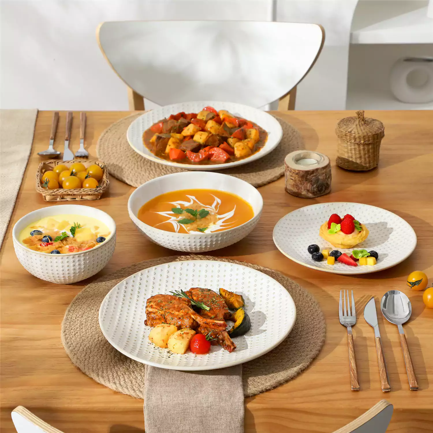 Lydia 16 Piece Antique White Dinnerware Set - Image 35