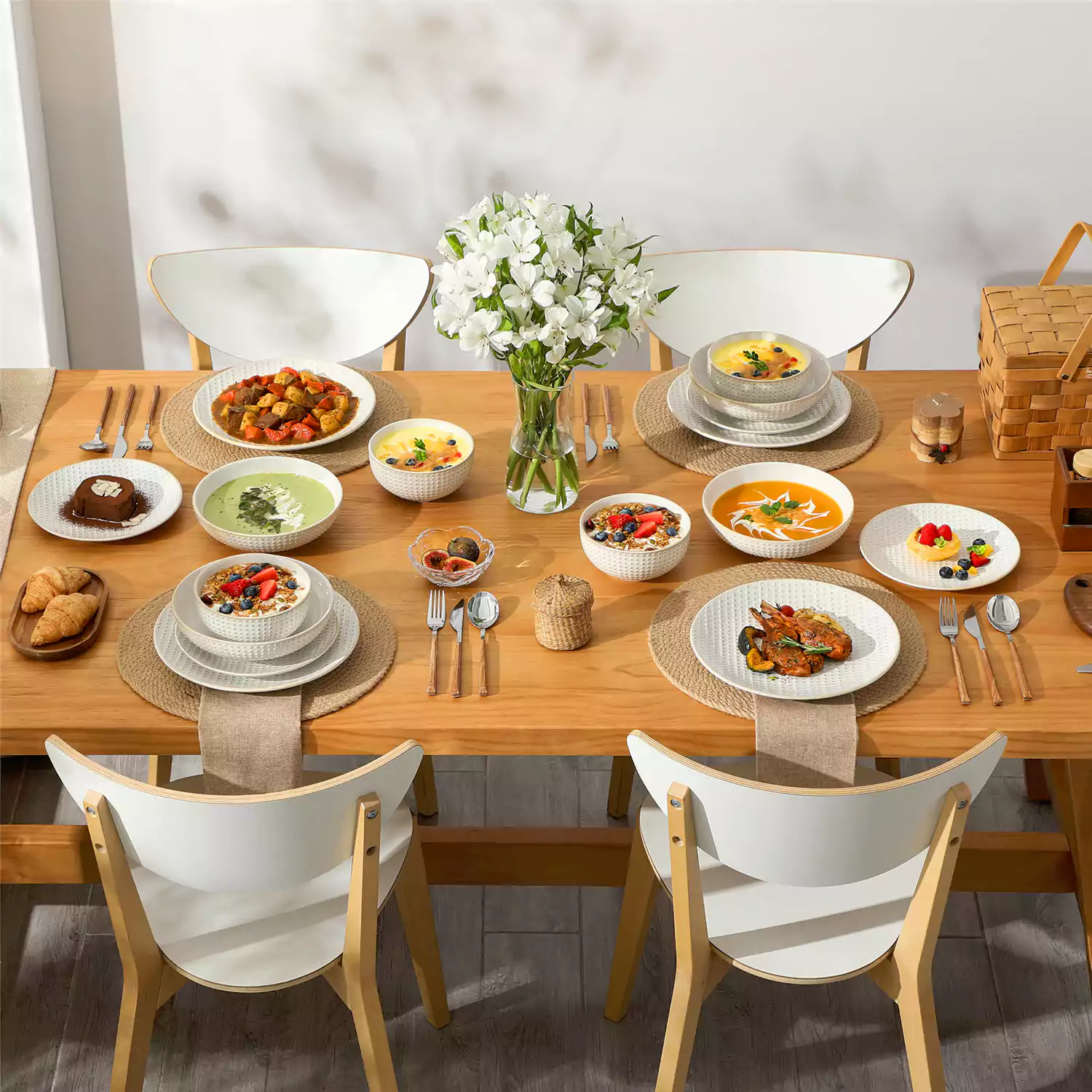 Lydia 16 Piece Antique White Dinnerware Set - Image 38