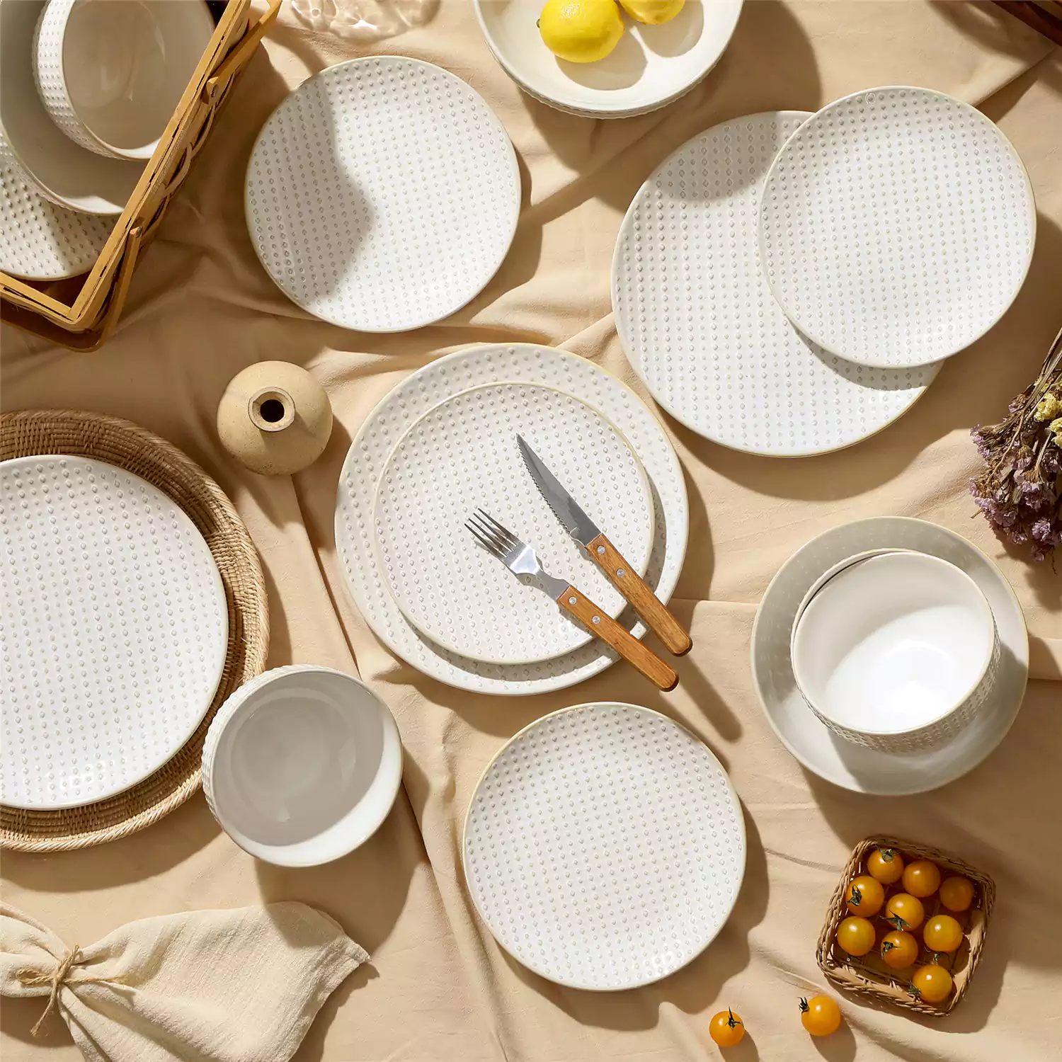 Lydia 16 Piece Antique White Dinnerware Set - Image 40
