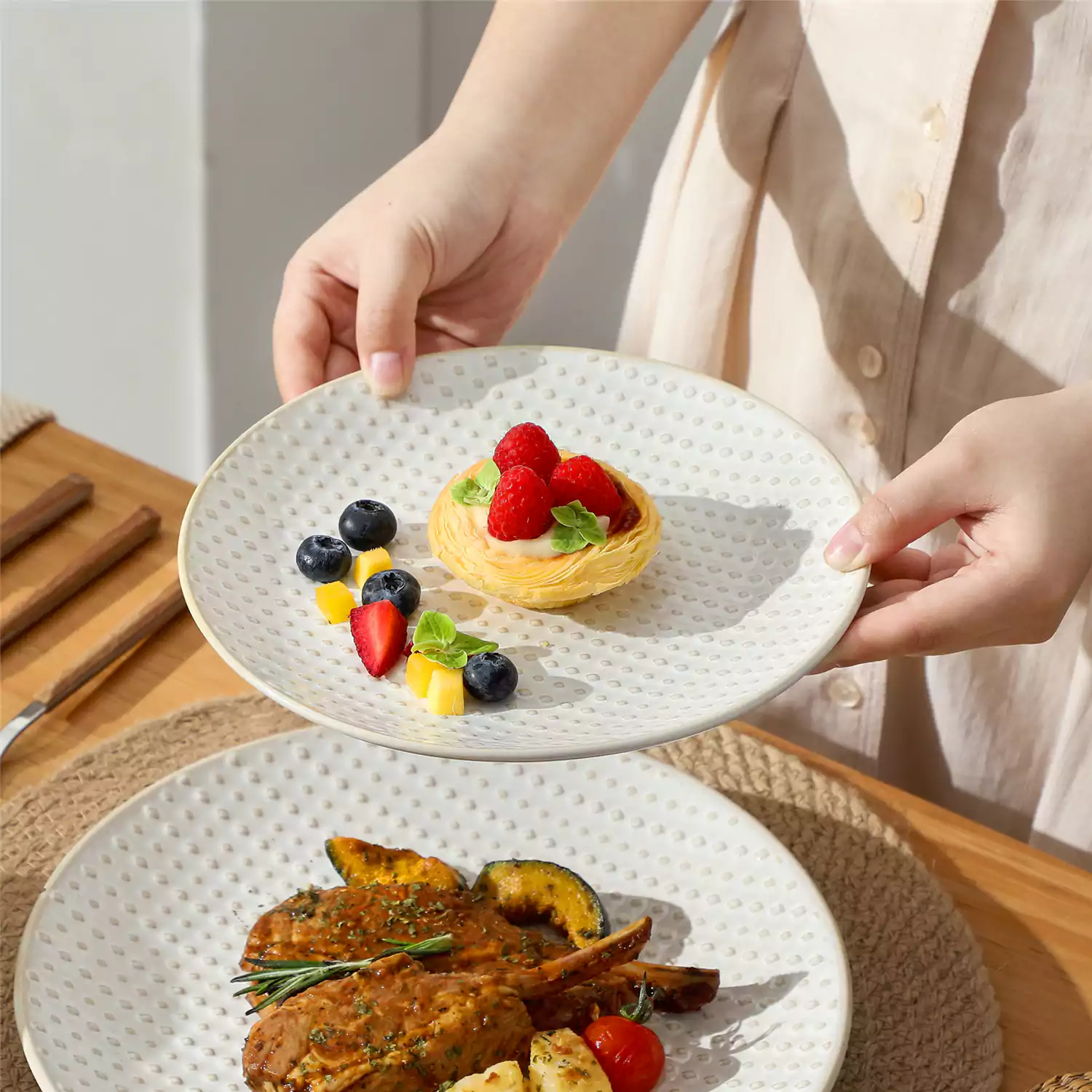 Lydia 16 Piece Antique White Dinnerware Set - Image 43
